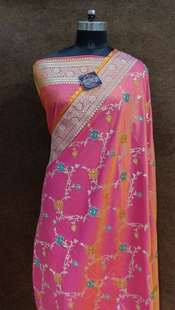 Lait Pink Banarasi Pawri Meena Saree