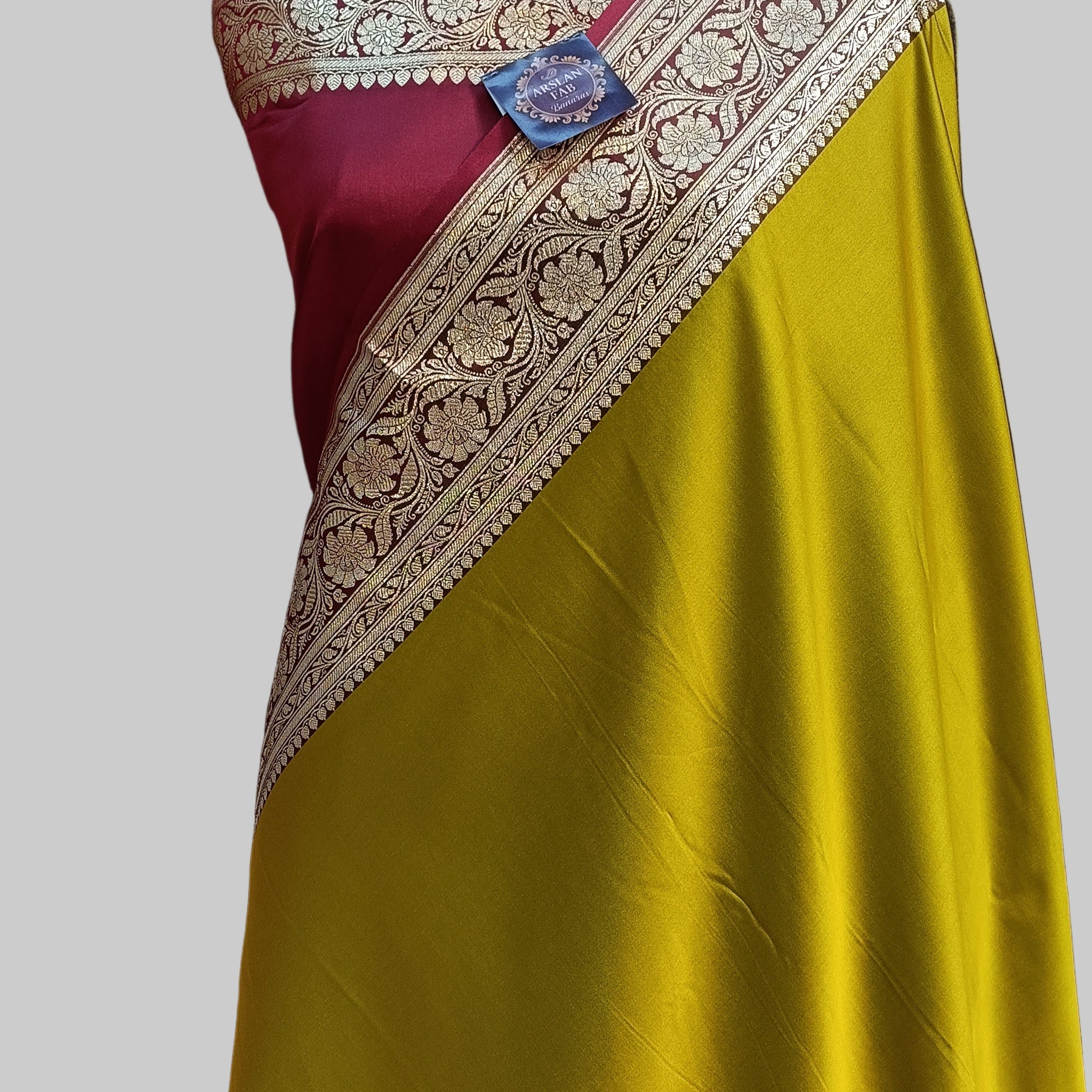 Banarasi Satan Silk Pallu Border Saree