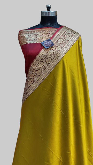 Banarasi Satan Silk Pallu Border Saree