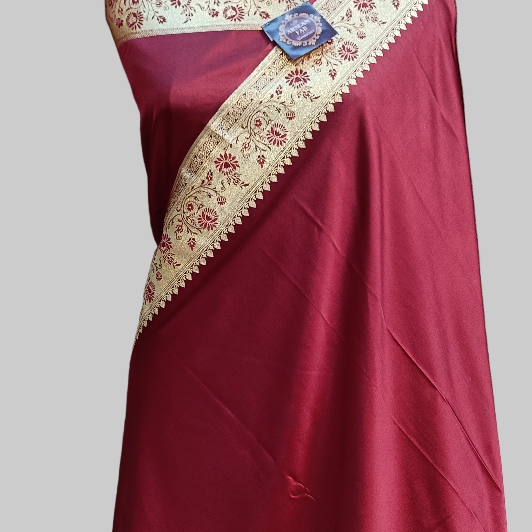 Banarasi Satan Silk Pallu Border Saree