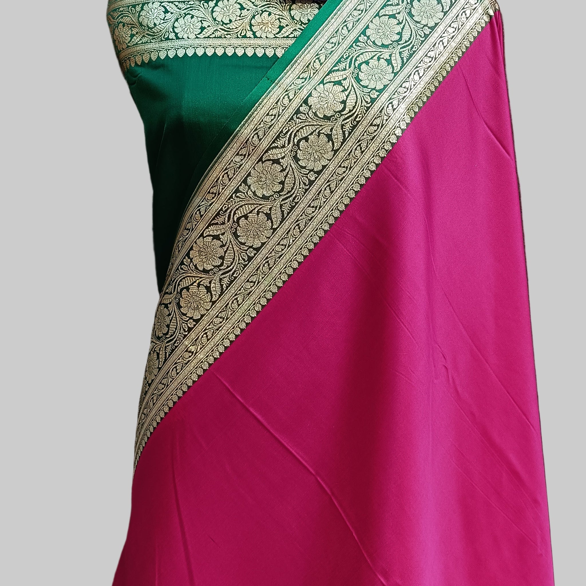 Banarasi Satan Silk Pallu Border Saree