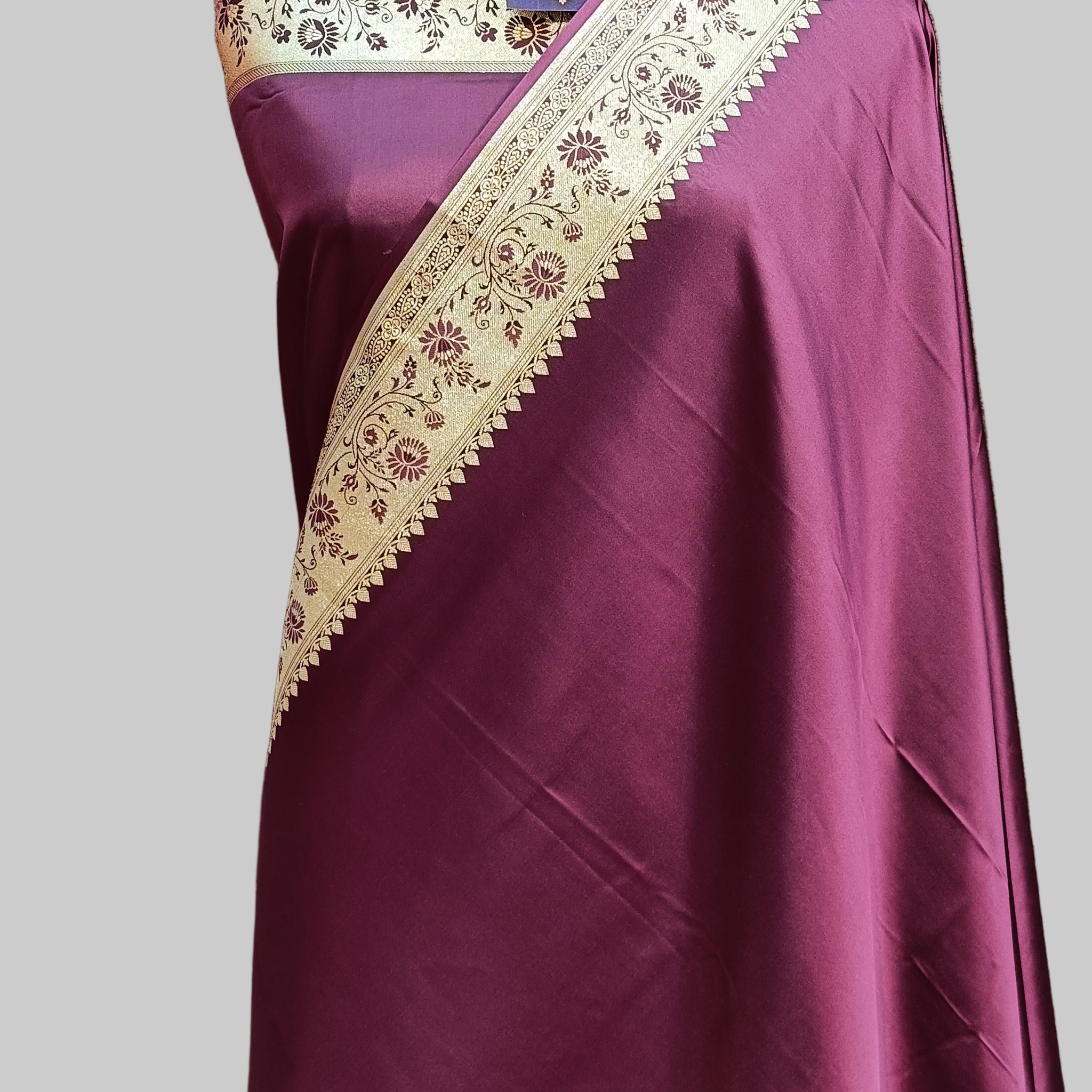 Banarasi Satan Silk Pallu Border Saree