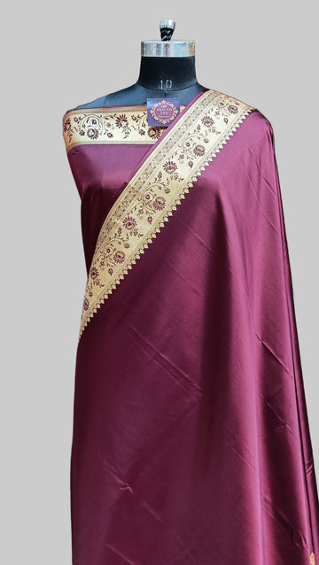 Banarasi Satan Silk Pallu Border Saree