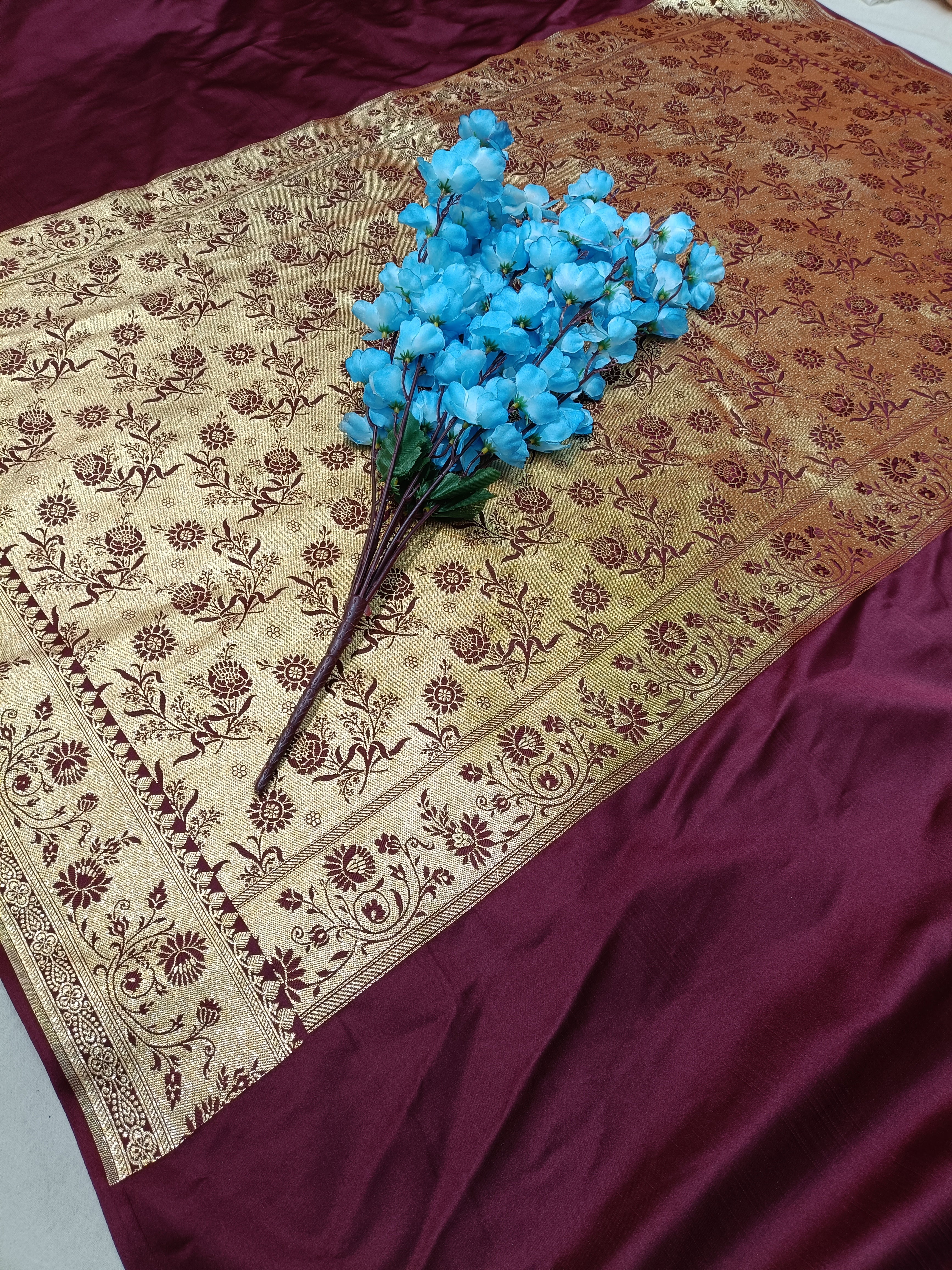 Banarasi Satan Silk Pallu Border Saree