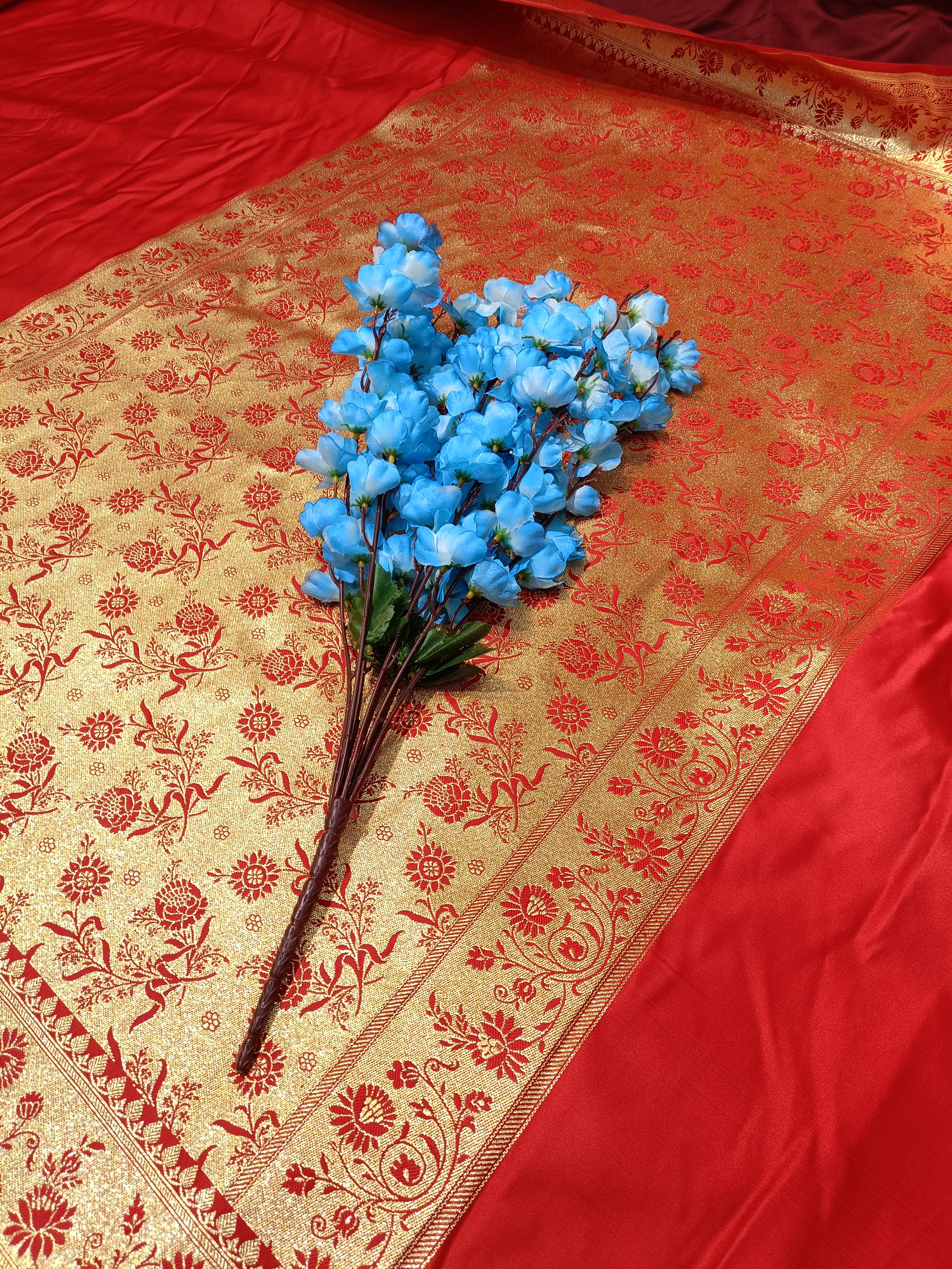 Banarasi Satan Silk Pallu Border Saree