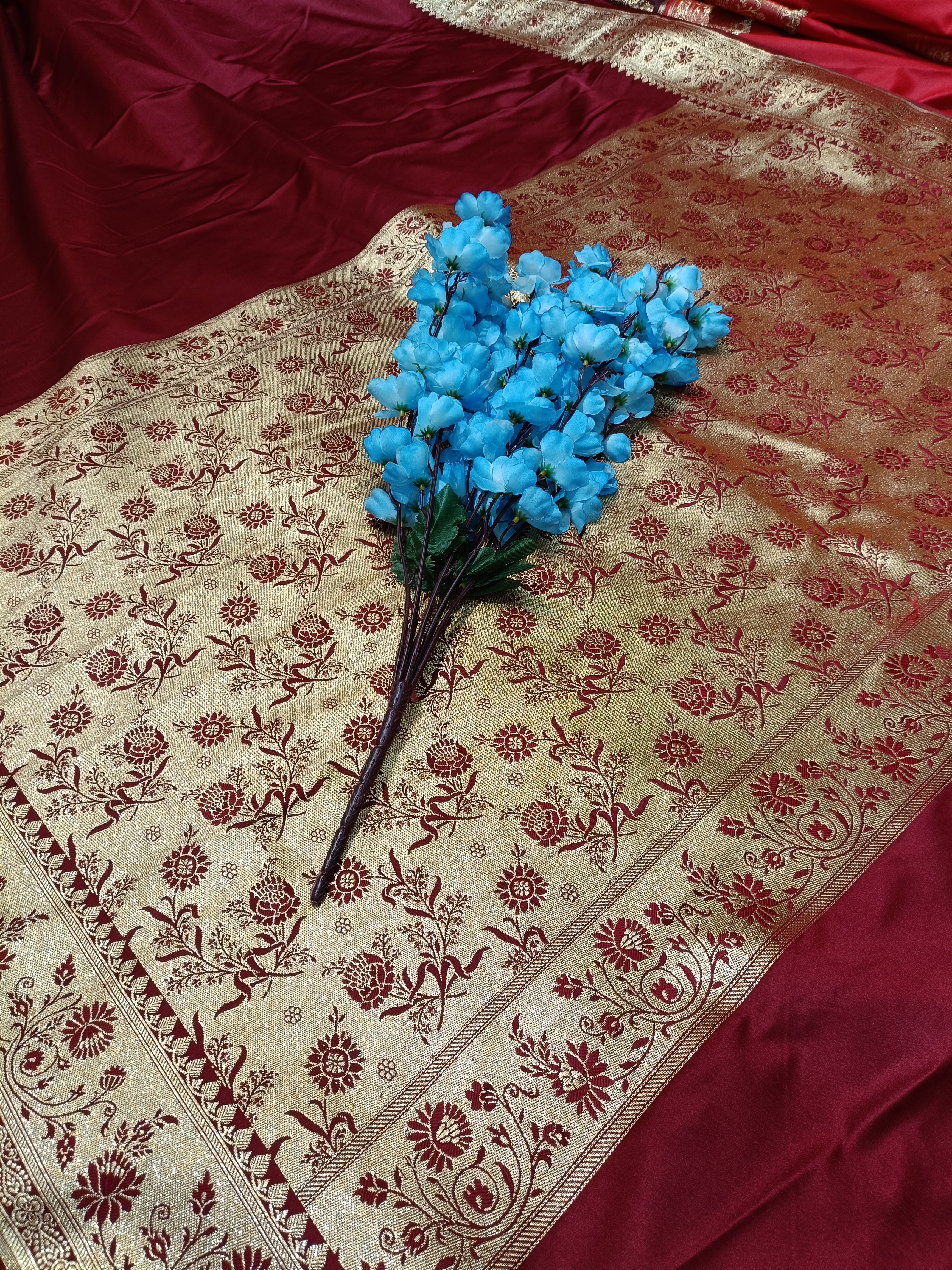 Banarasi Satan Silk Pallu Border Saree