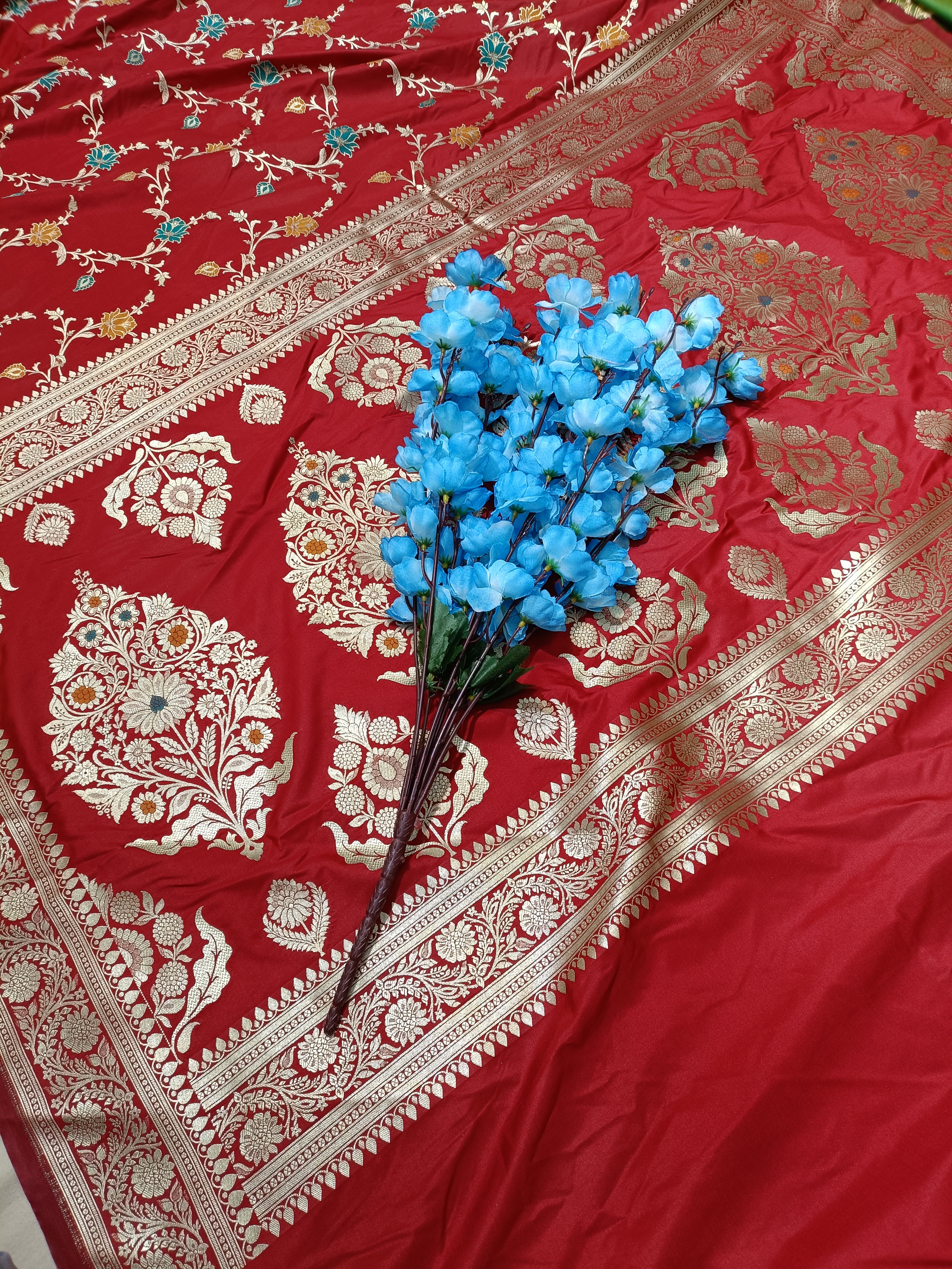 Rad Banarasi Pawri Silk Meena Saree