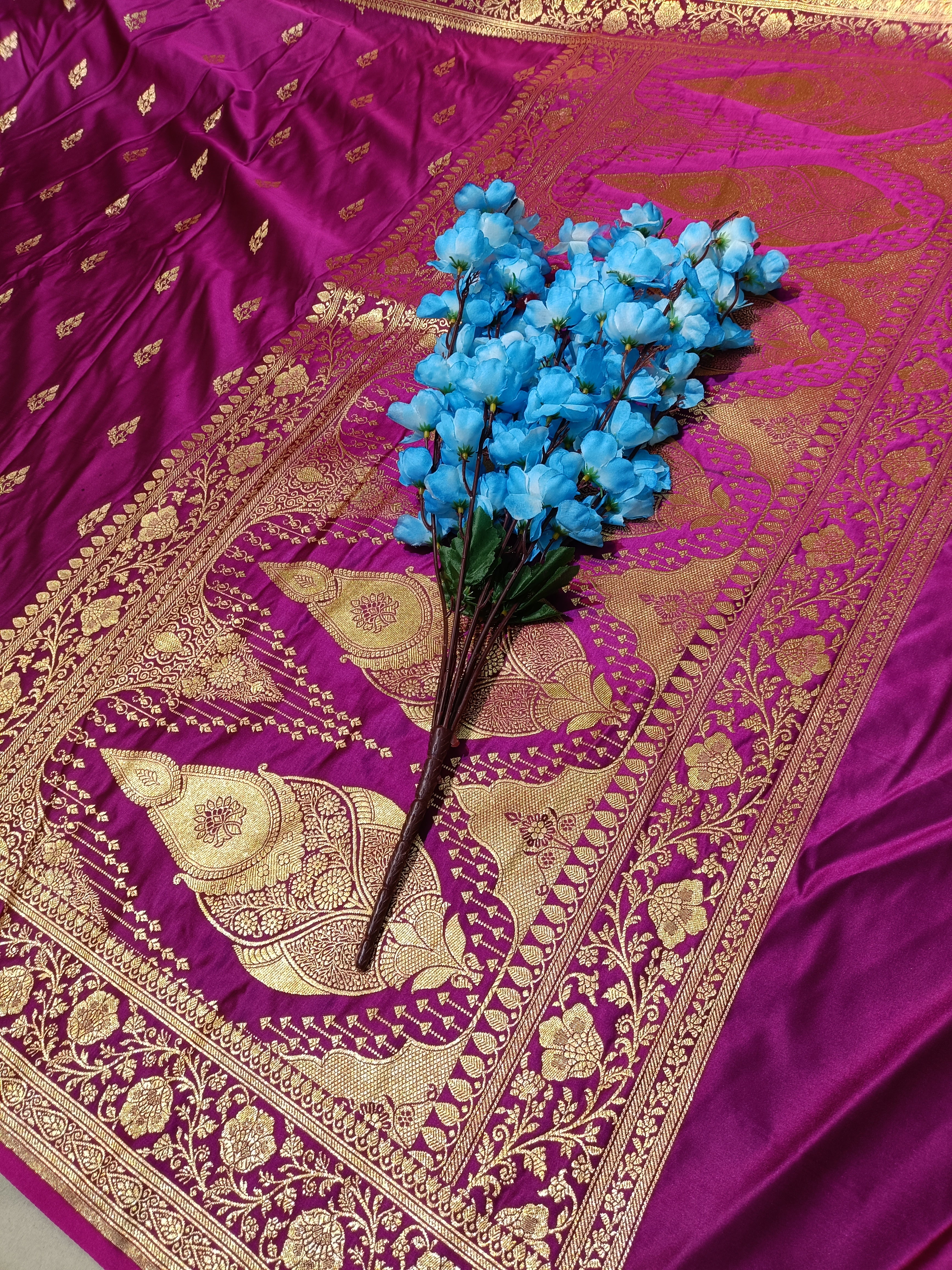 Magenta Banarasi  Satan Silk Saree