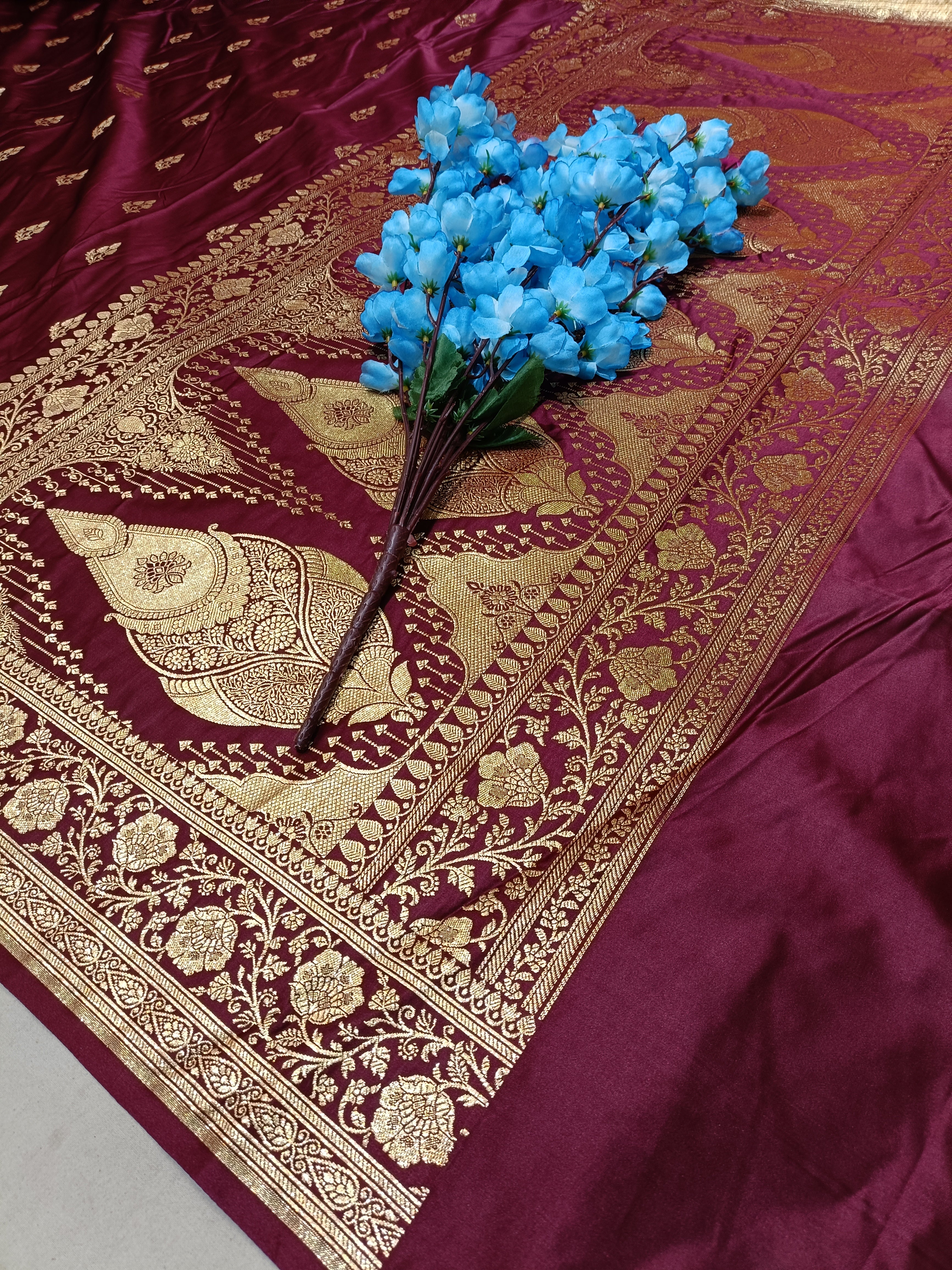 Purple Banarasi Satan Silk Saree