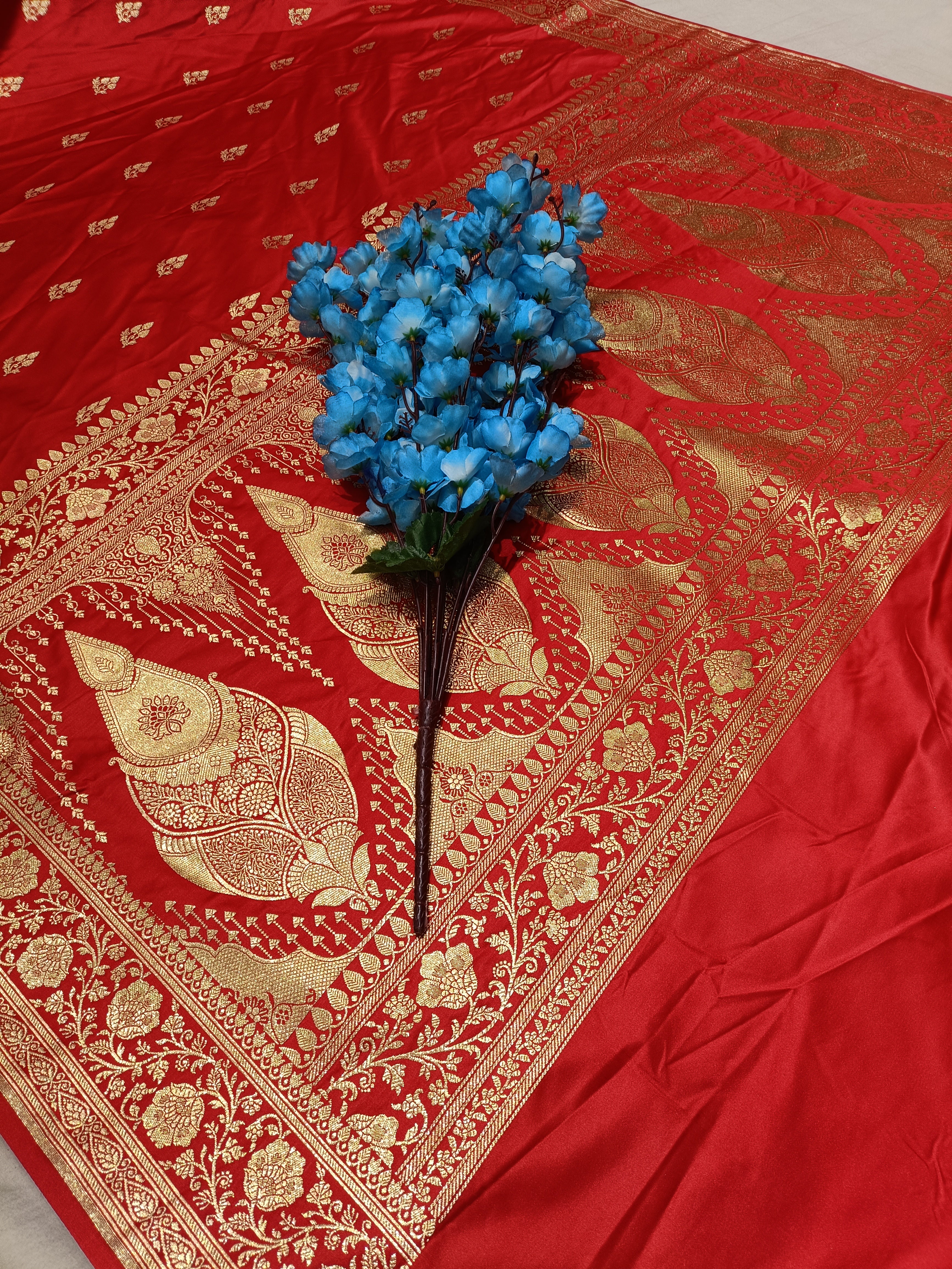 Rad Banarasi Satan Silk Saree