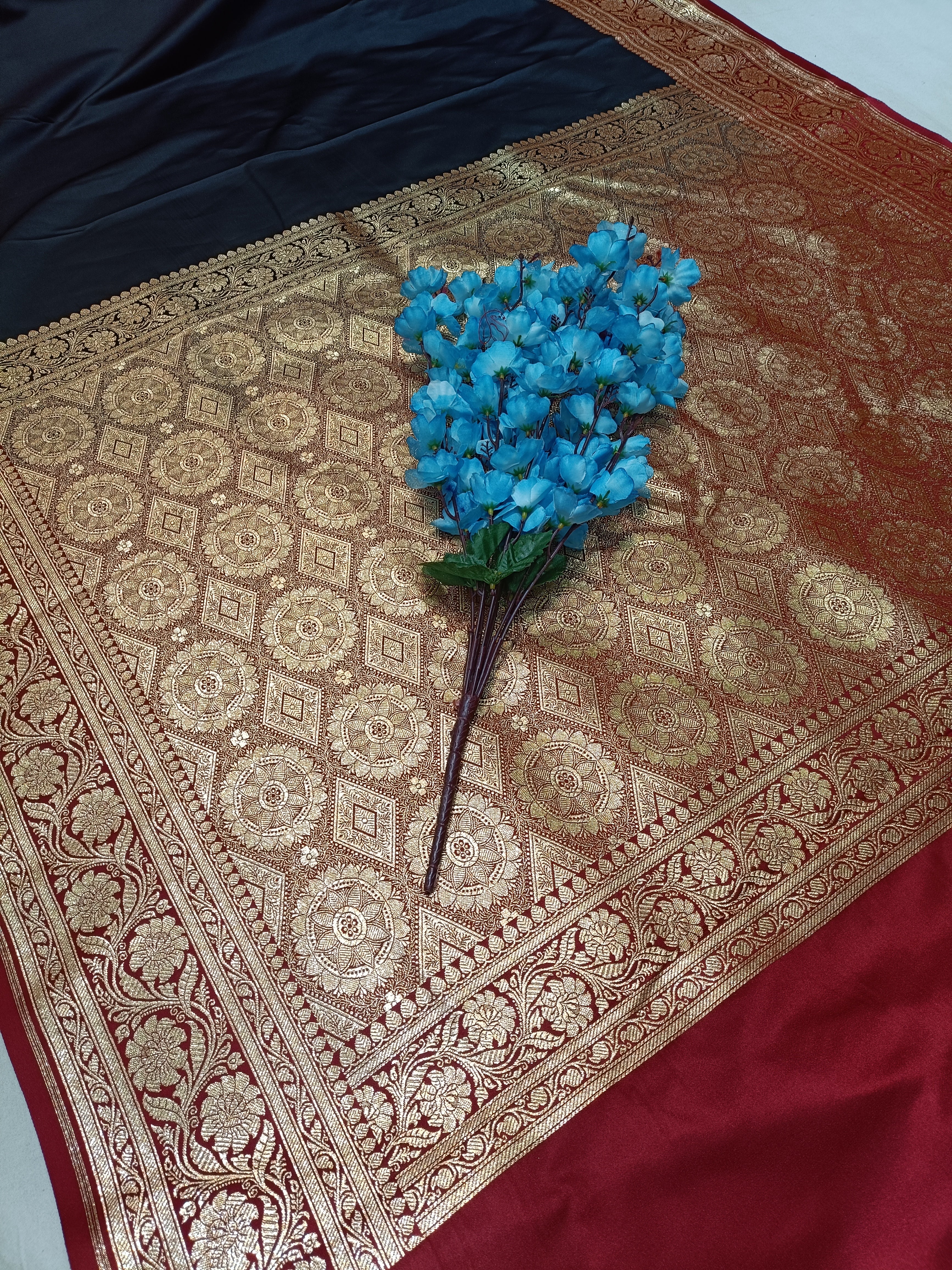 Banarasi Satan Silk Pallu Border Saree