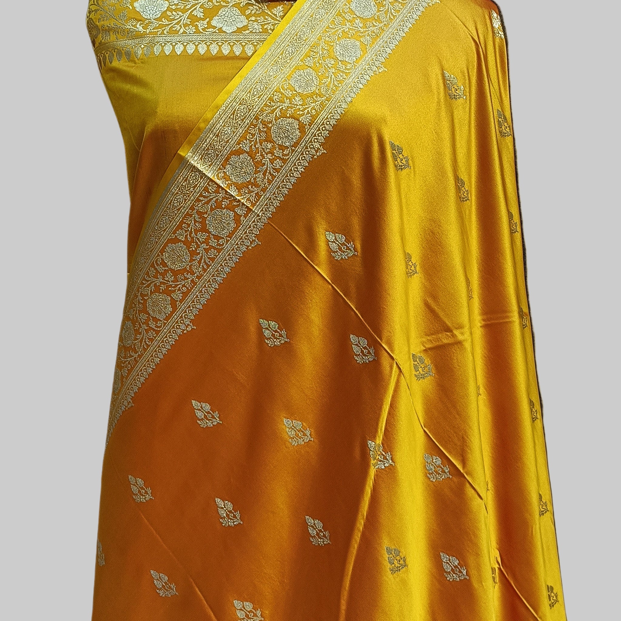 Golden Banarasi Satan Silk  Saree