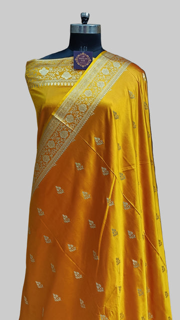 Golden Banarasi Satan Silk  Saree