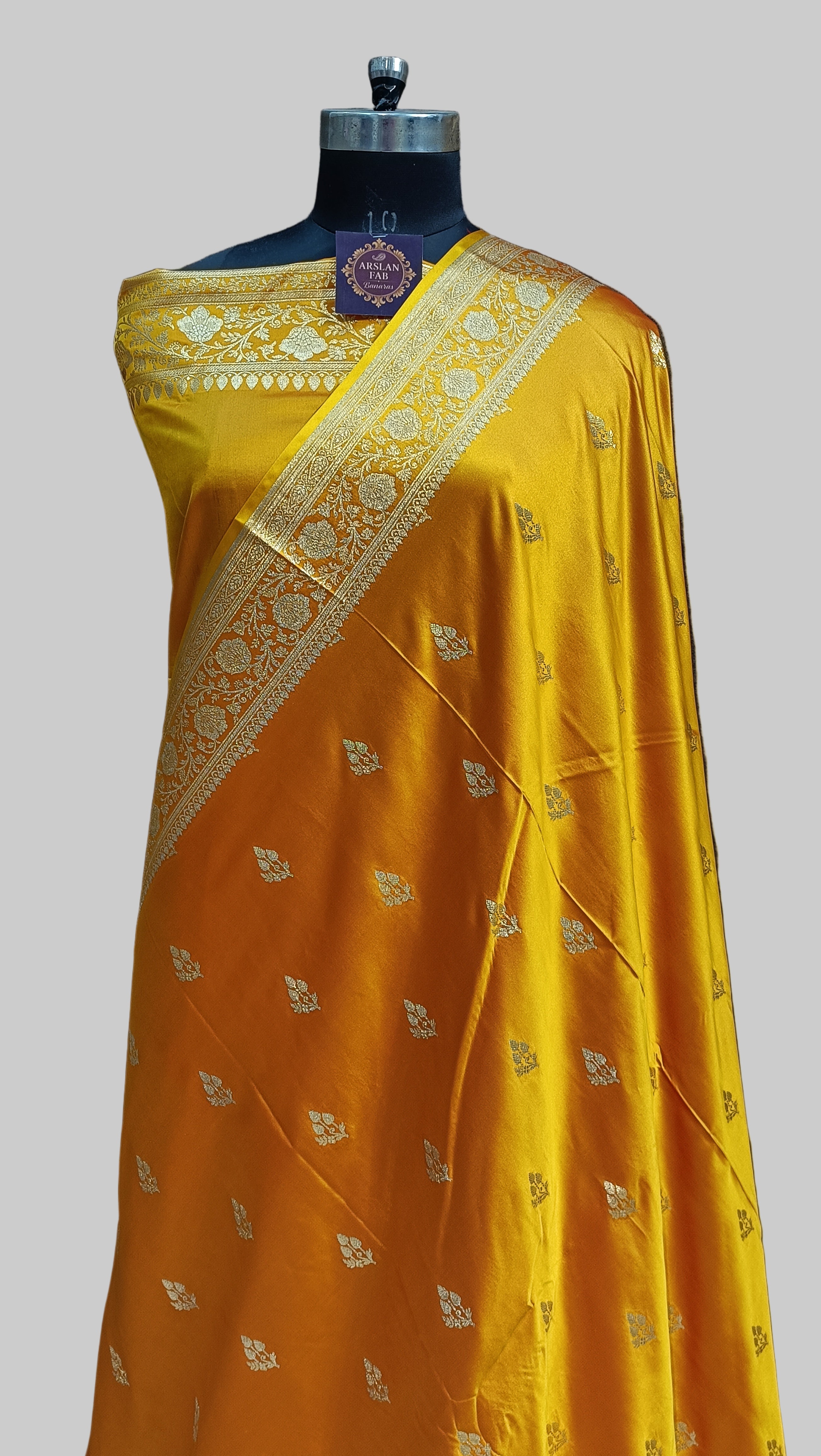Golden Banarasi Satan Silk  Saree
