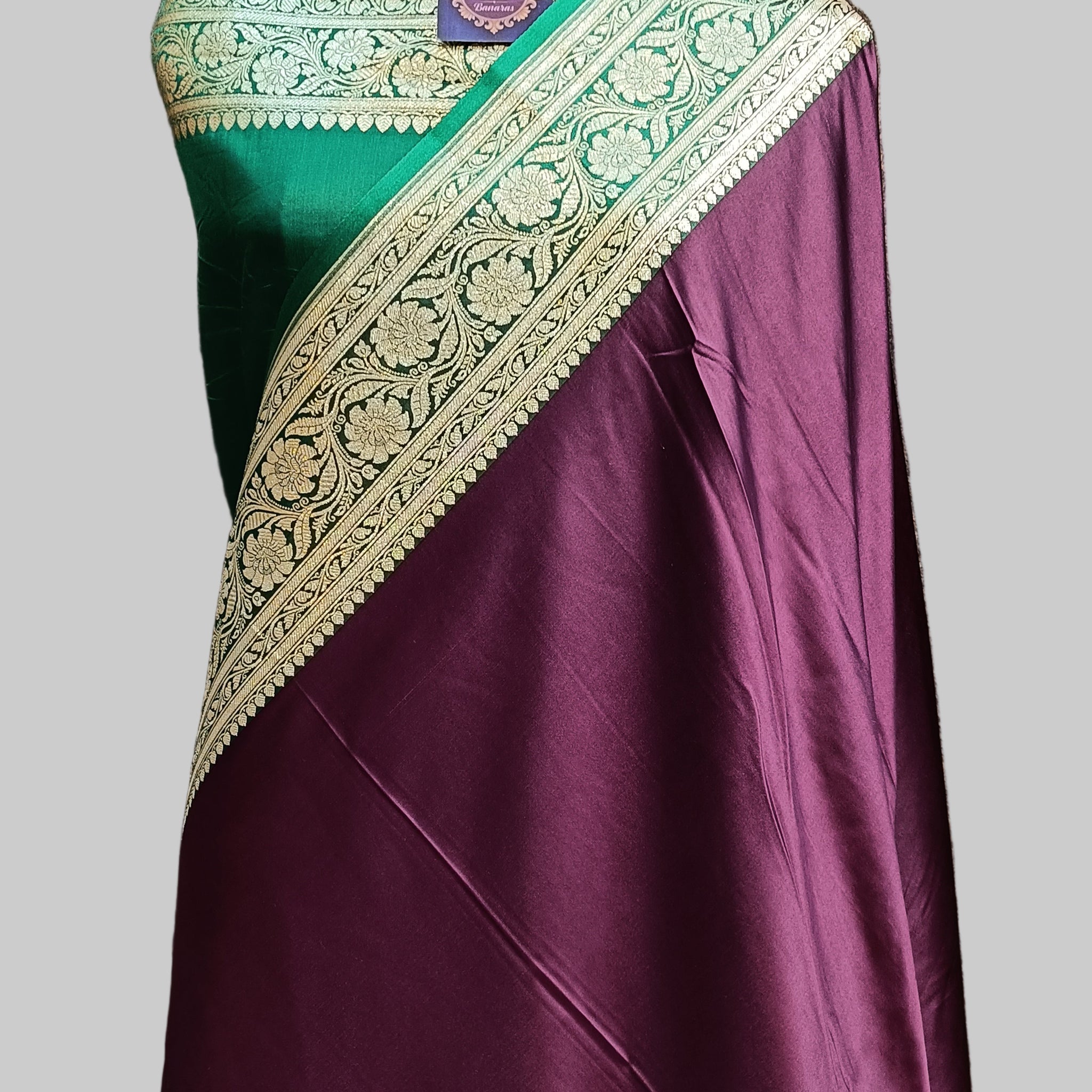 Banarasi Satan Silk Pallu Border Saree