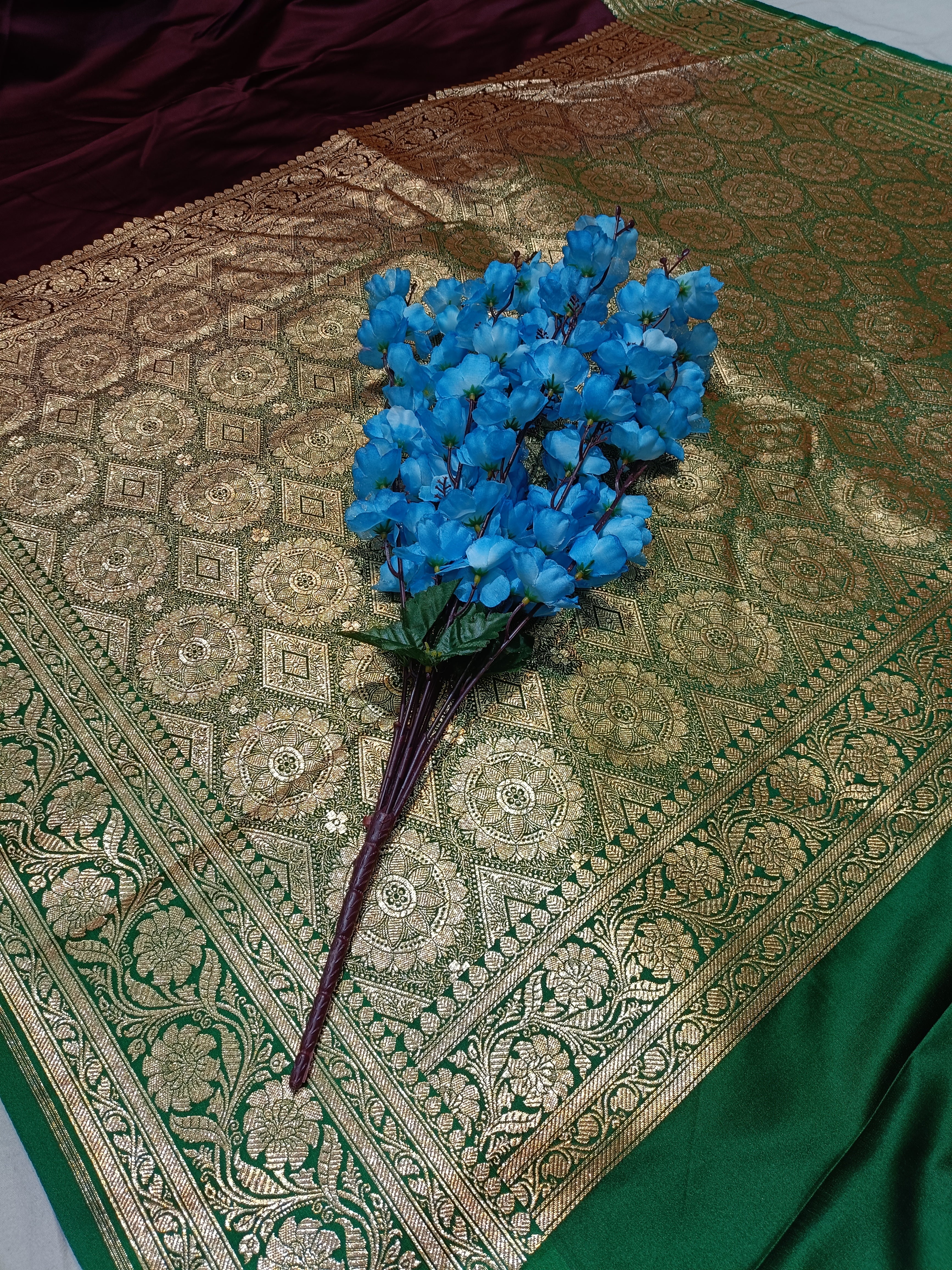 Banarasi Satan Silk Pallu Border Saree