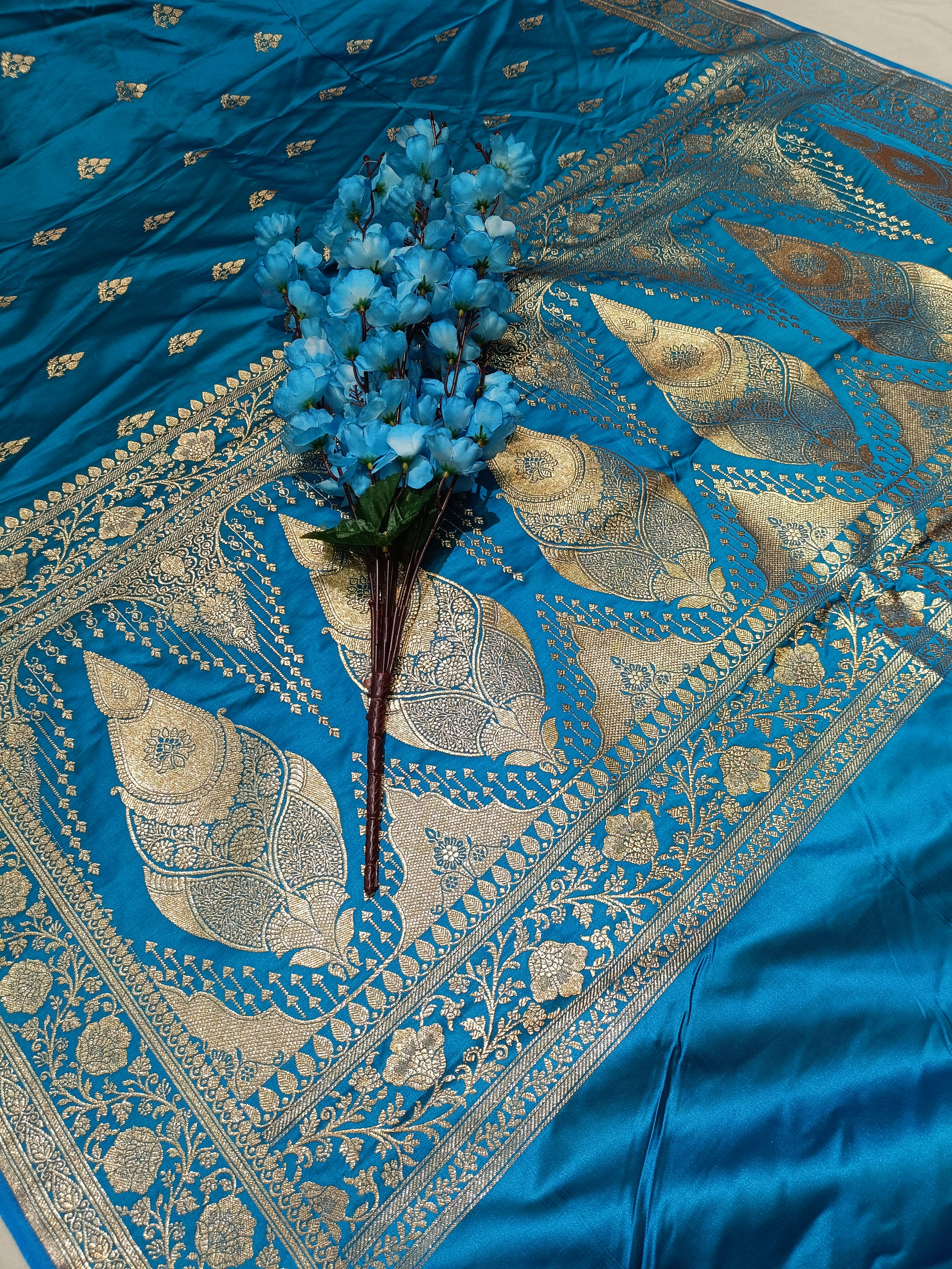firozi Banarasi Satan Silk Saree
