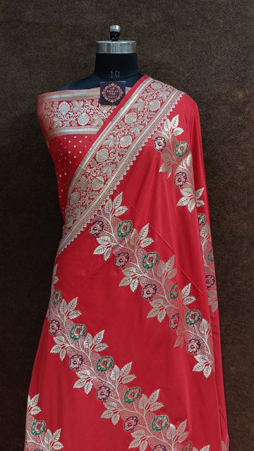 Rad Banarasi  Pawri Silk Meena Saree