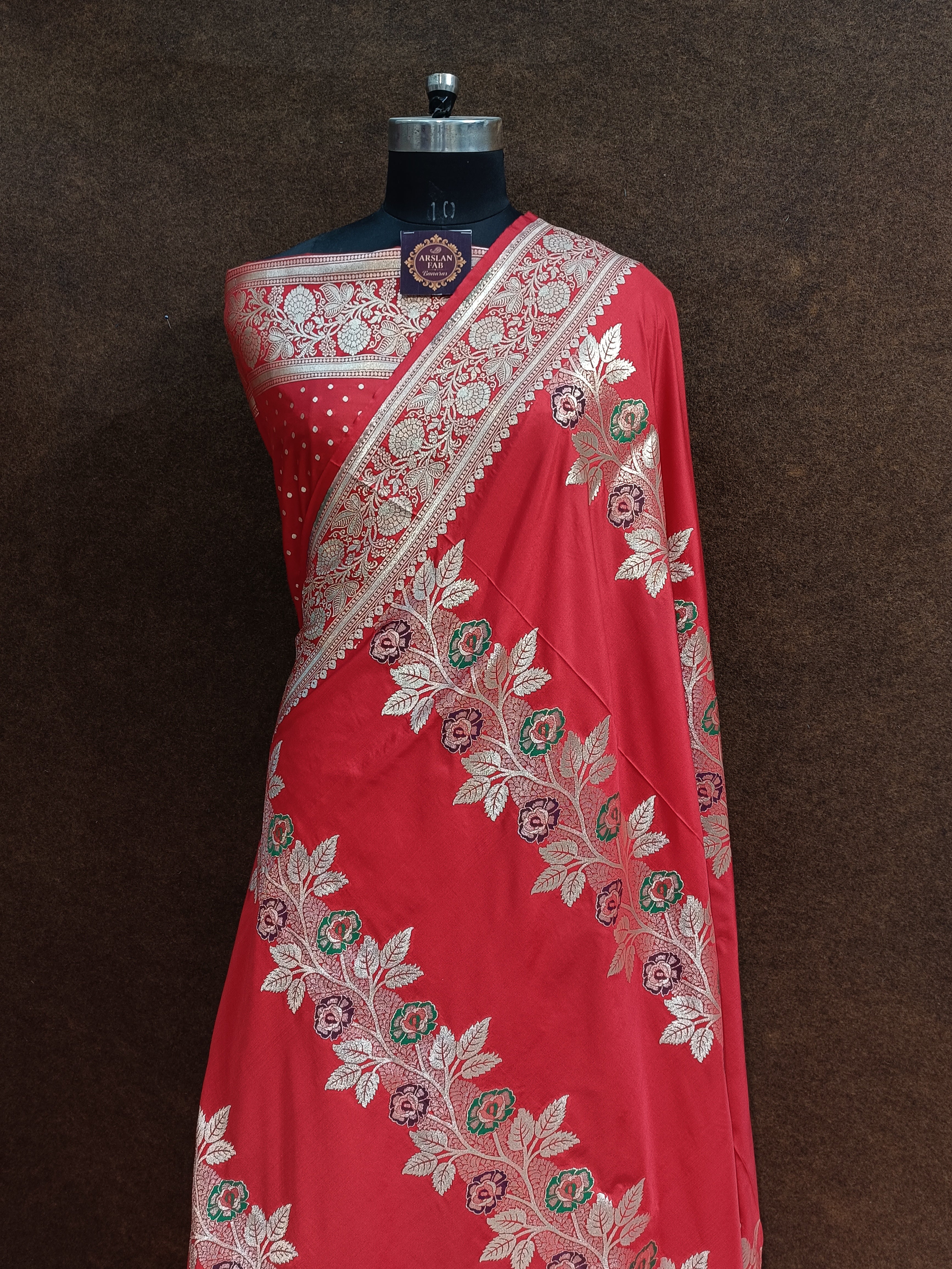 Rad Banarasi  Pawri Silk Meena Saree