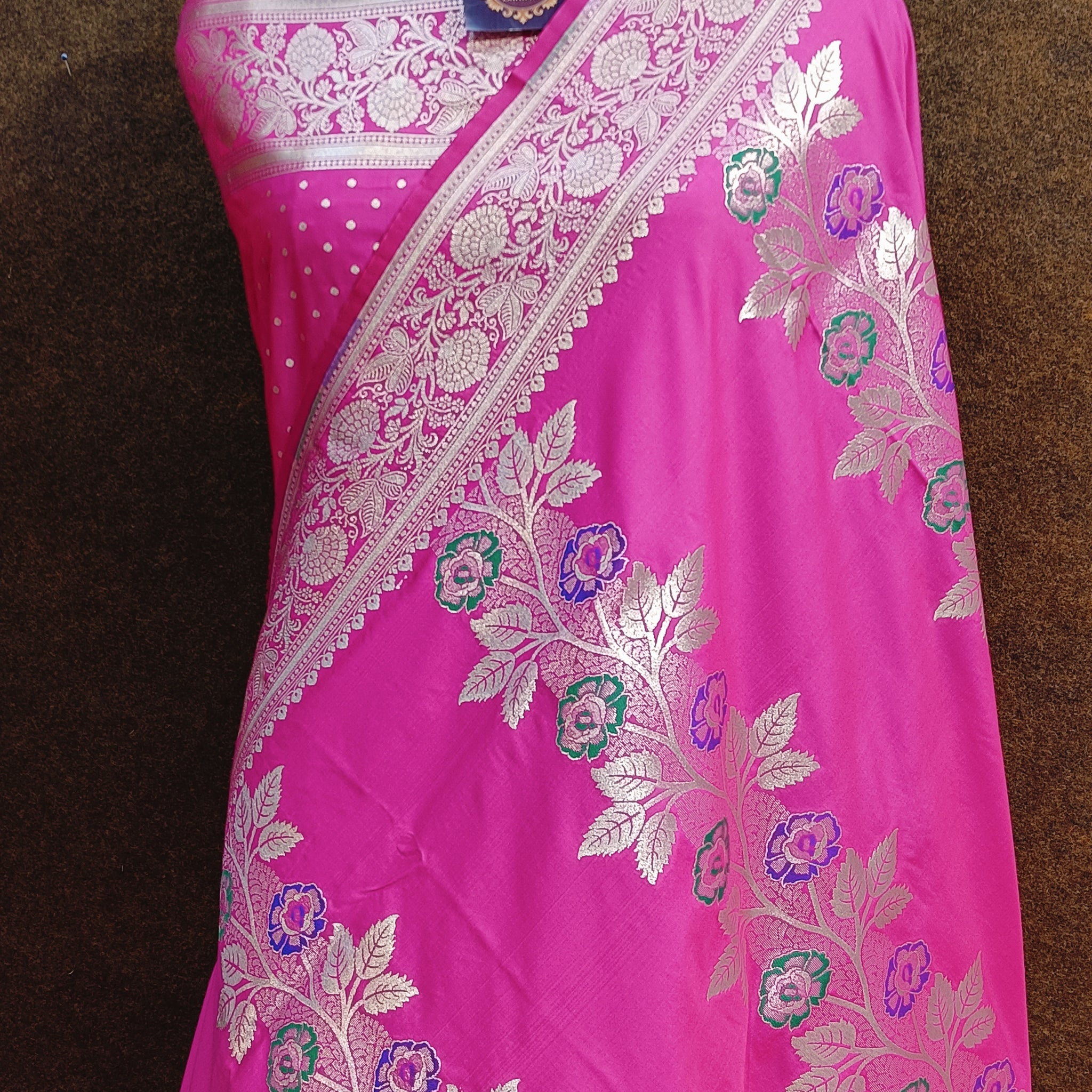 Rani Banarasi Pawri Silk Meena Saree