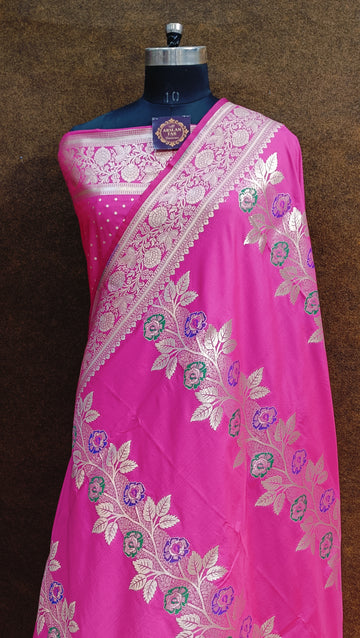 Rani Banarasi Pawri Silk Meena Saree