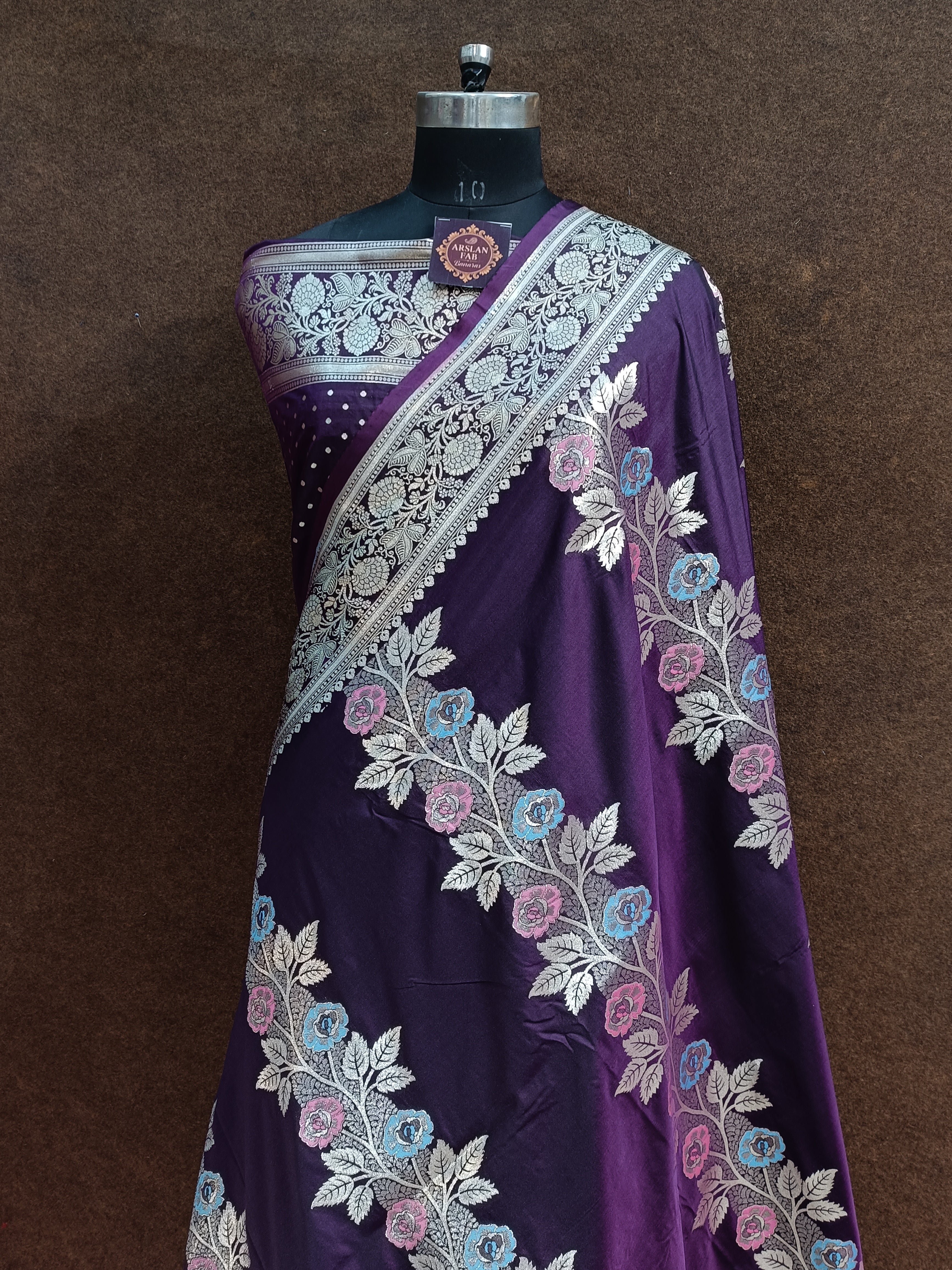 Purple Banarasi  Pawri Silk Meena Saree