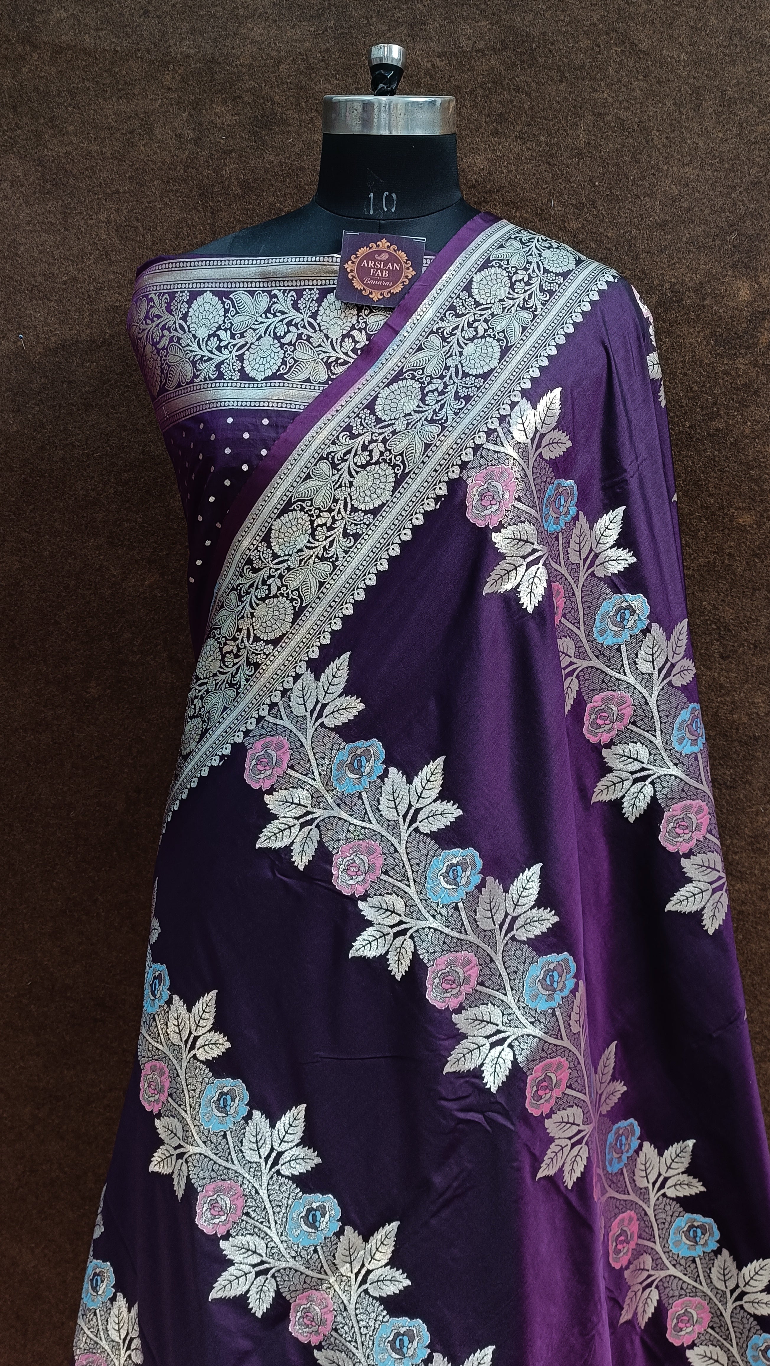 Purple Banarasi  Pawri Silk Meena Saree