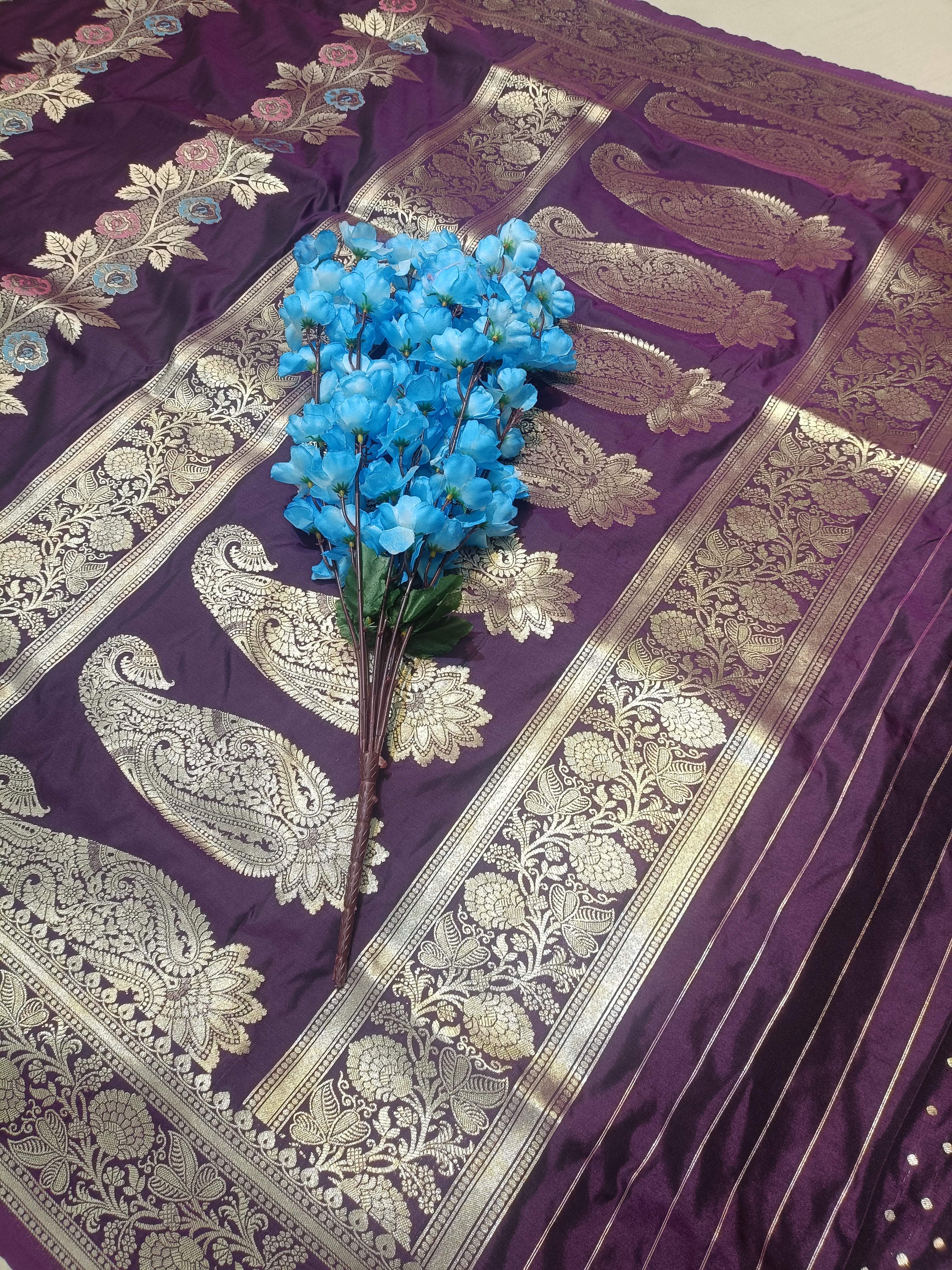 Purple Banarasi  Pawri Silk Meena Saree