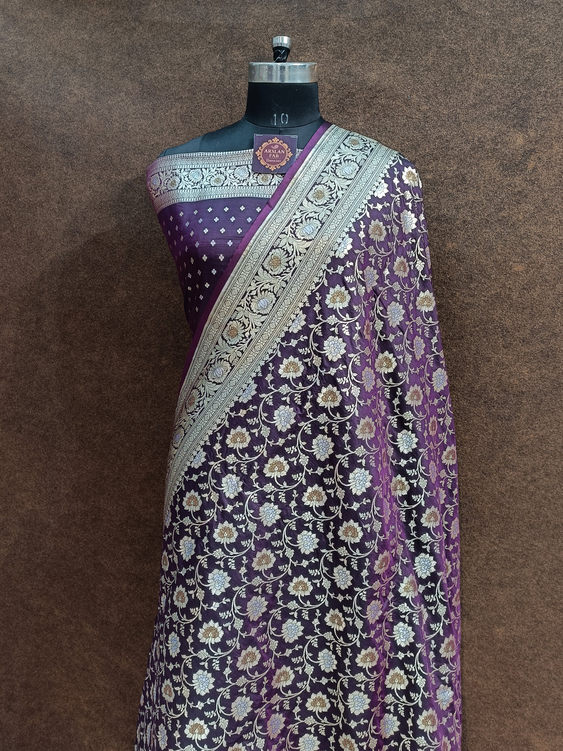 Purple Banarasi Pawri Silk Meenakari Saree