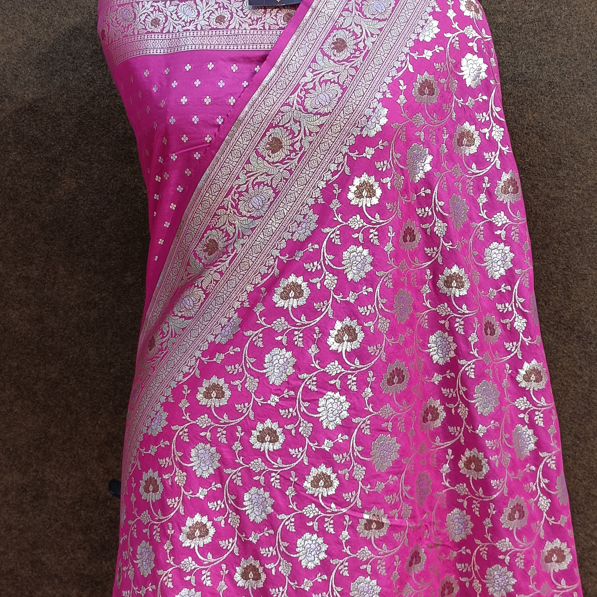 Rani Banarasi Pawri Silk Meenakari Saree