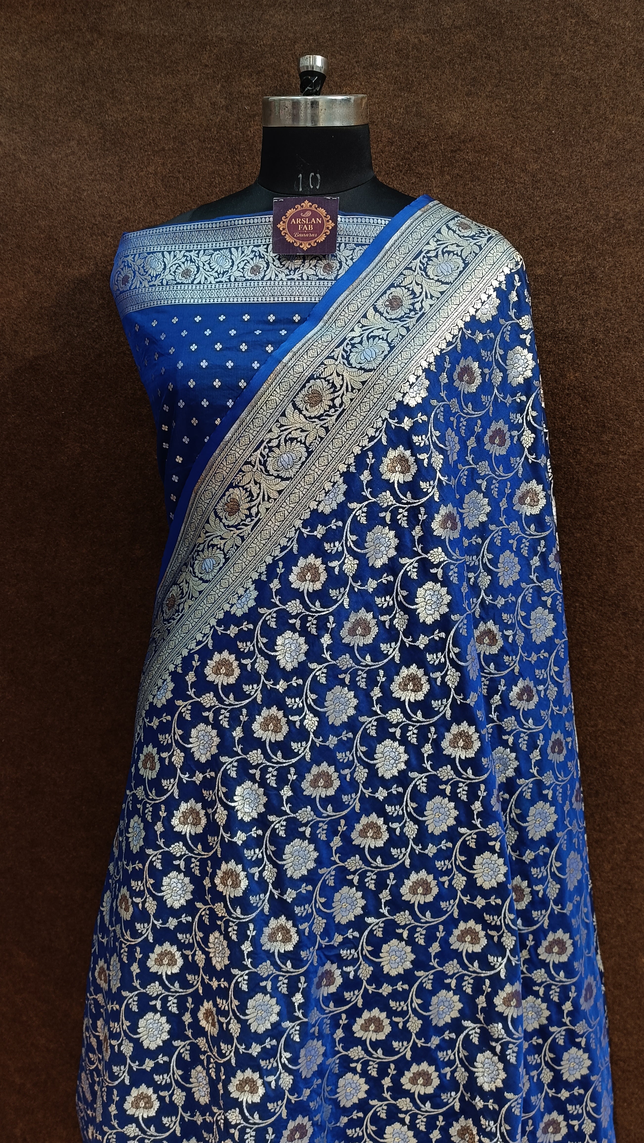 blue Banarasi Pawri Silk Meenakari Saree