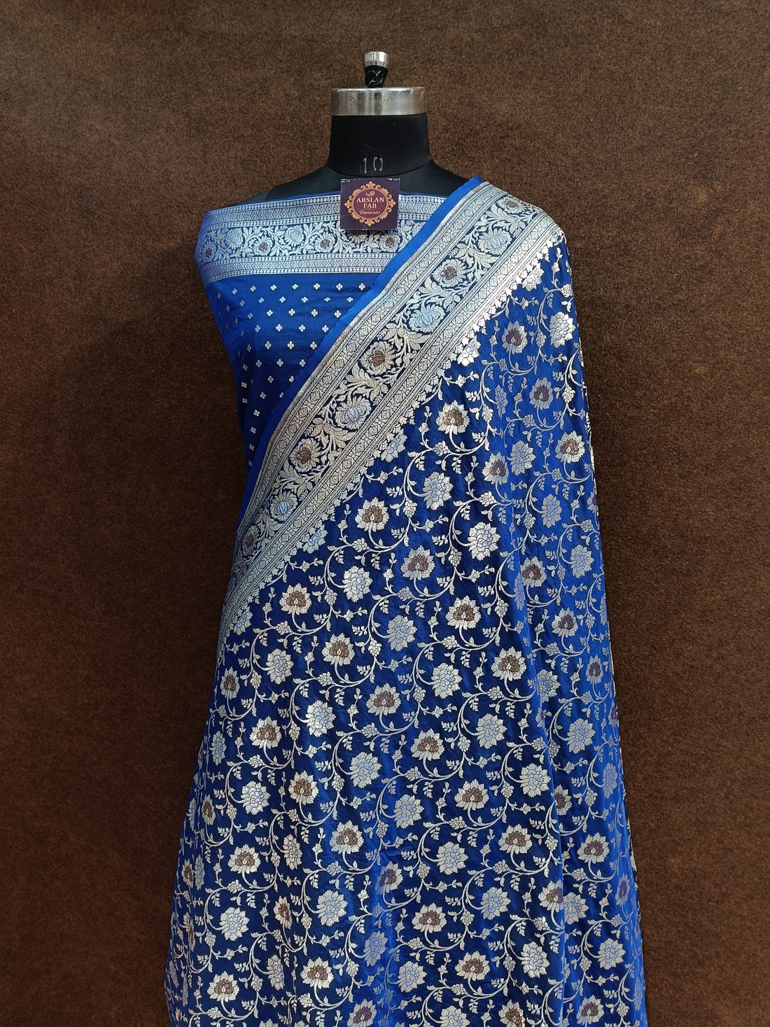 blue Banarasi Pawri Silk Meenakari Saree