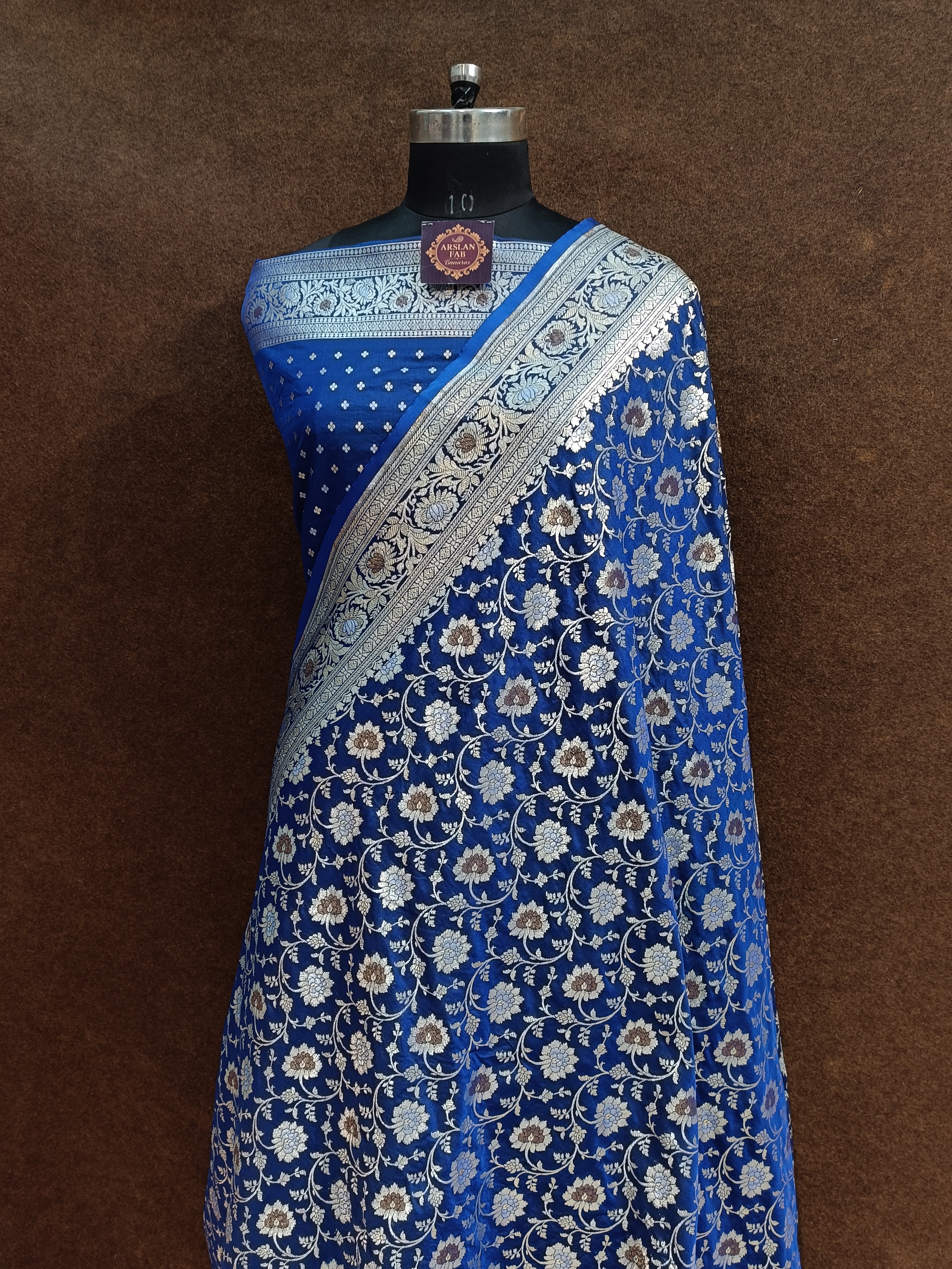 blue Banarasi Pawri Silk Meenakari Saree