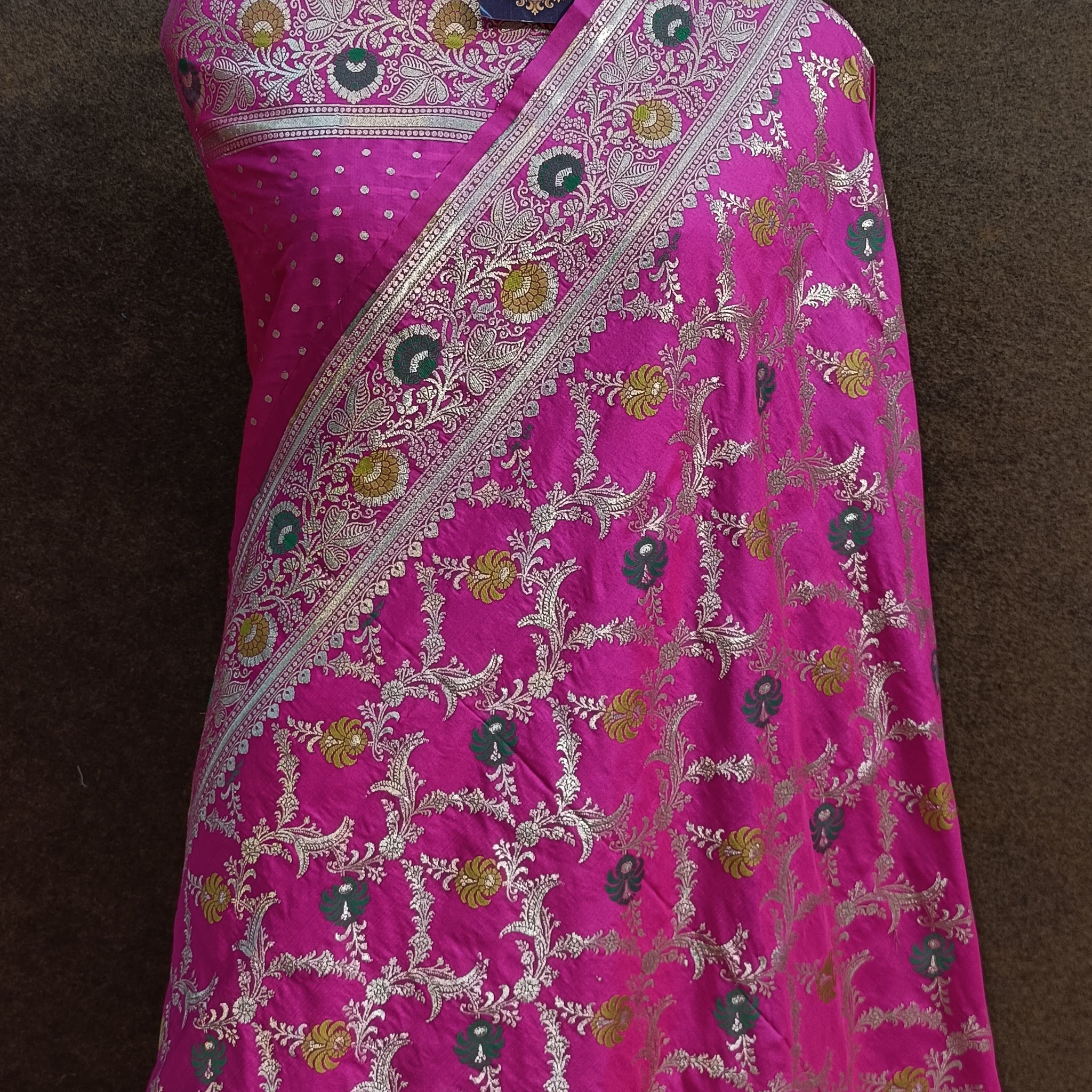 Rani Banarasi  Pawri Silk Meenakari Saree