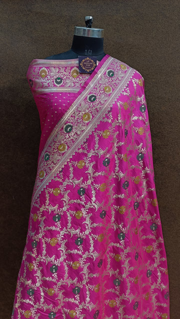 Rani Banarasi  Pawri Silk Meenakari Saree