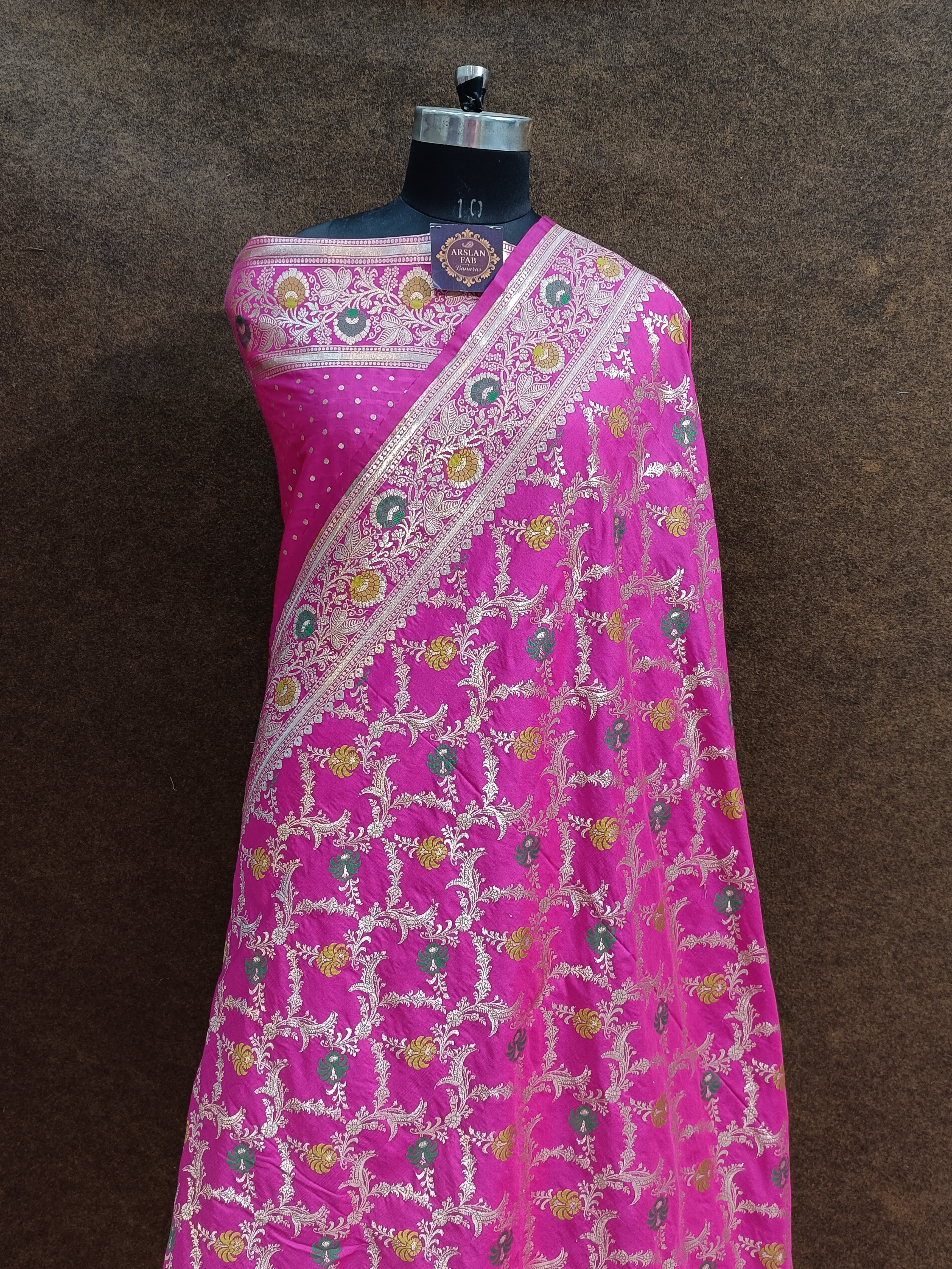 Rani Banarasi  Pawri Silk Meenakari Saree