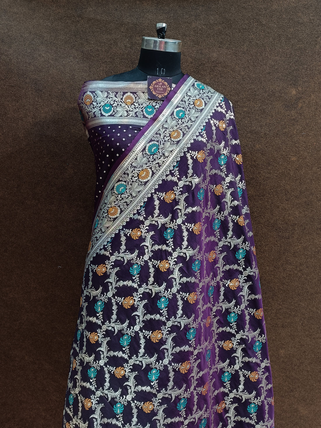 Purple Banarasi  Pawri Silk Meenakari  Saree