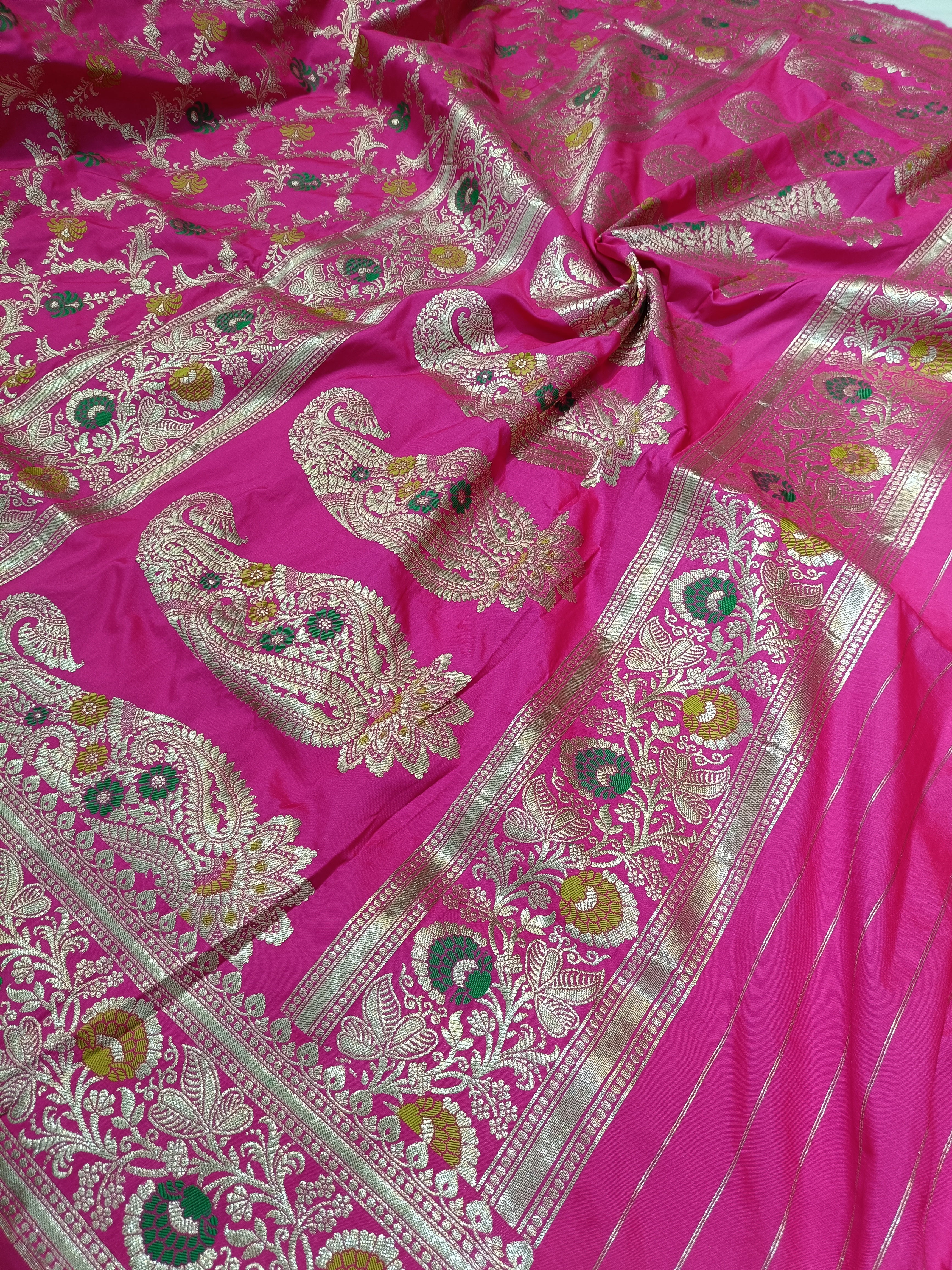 Rani Banarasi  Pawri Silk Meenakari Saree