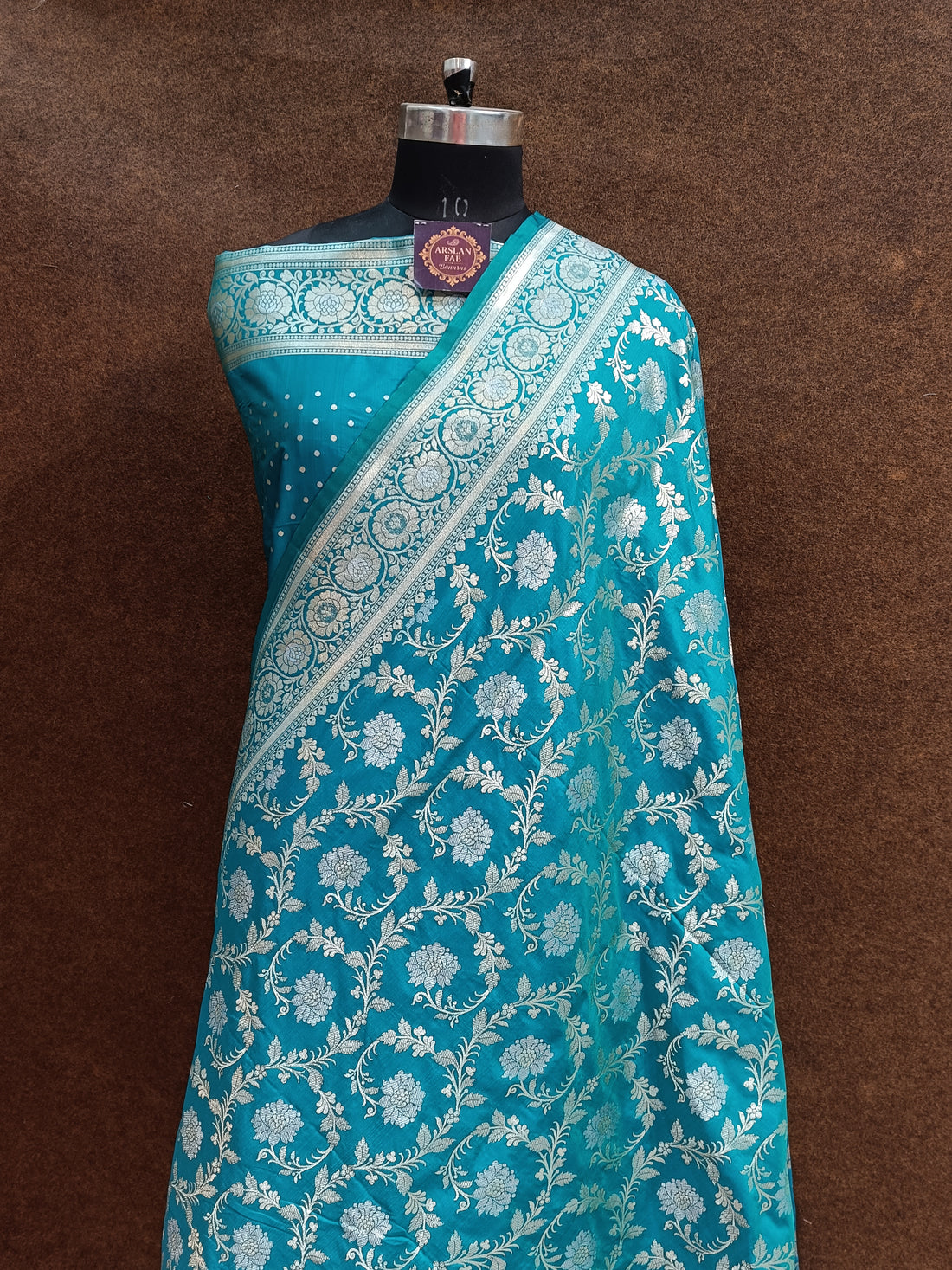 Banarasi Firozi Pawri Silk Saree