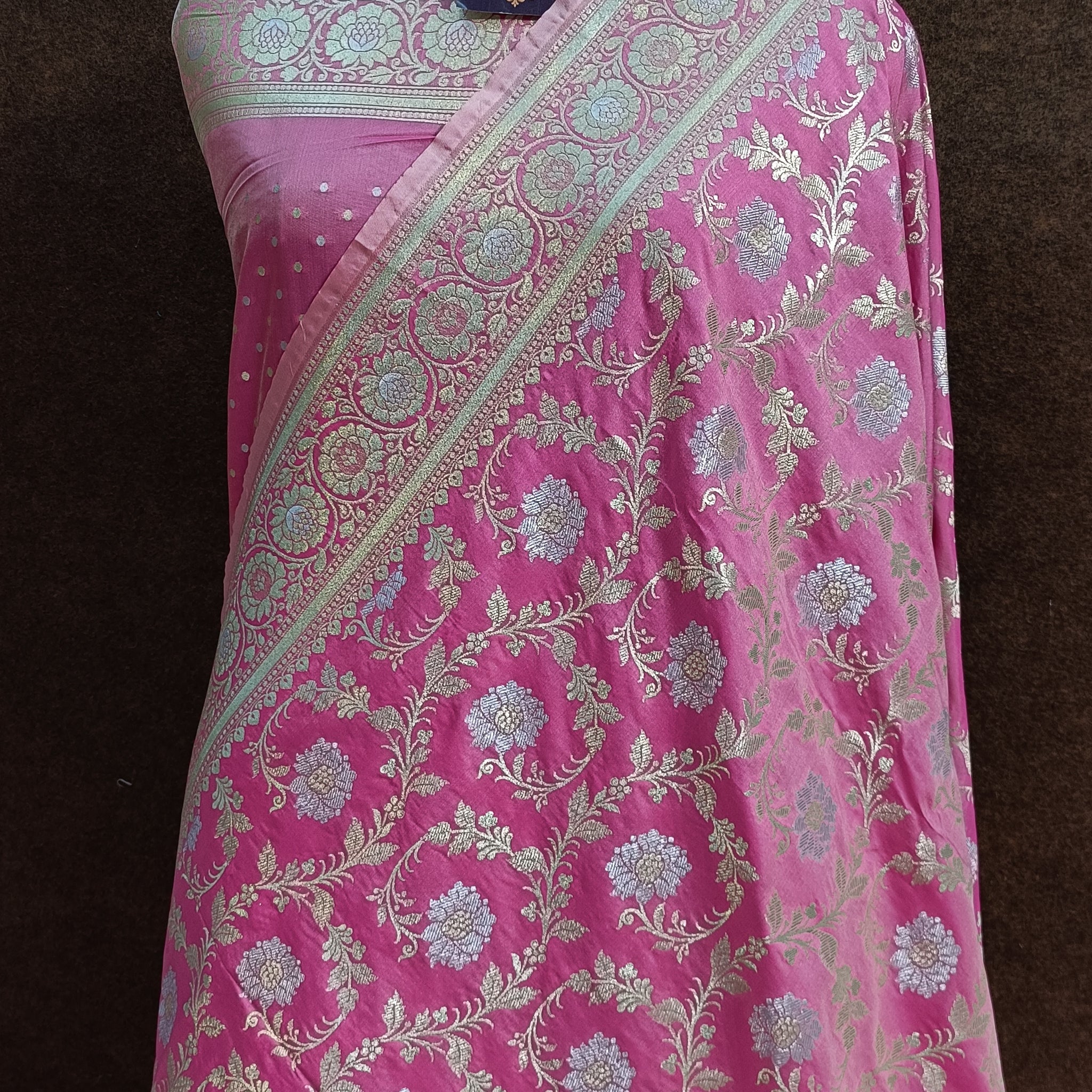 Banarasi Pawri Silk Pink Saree
