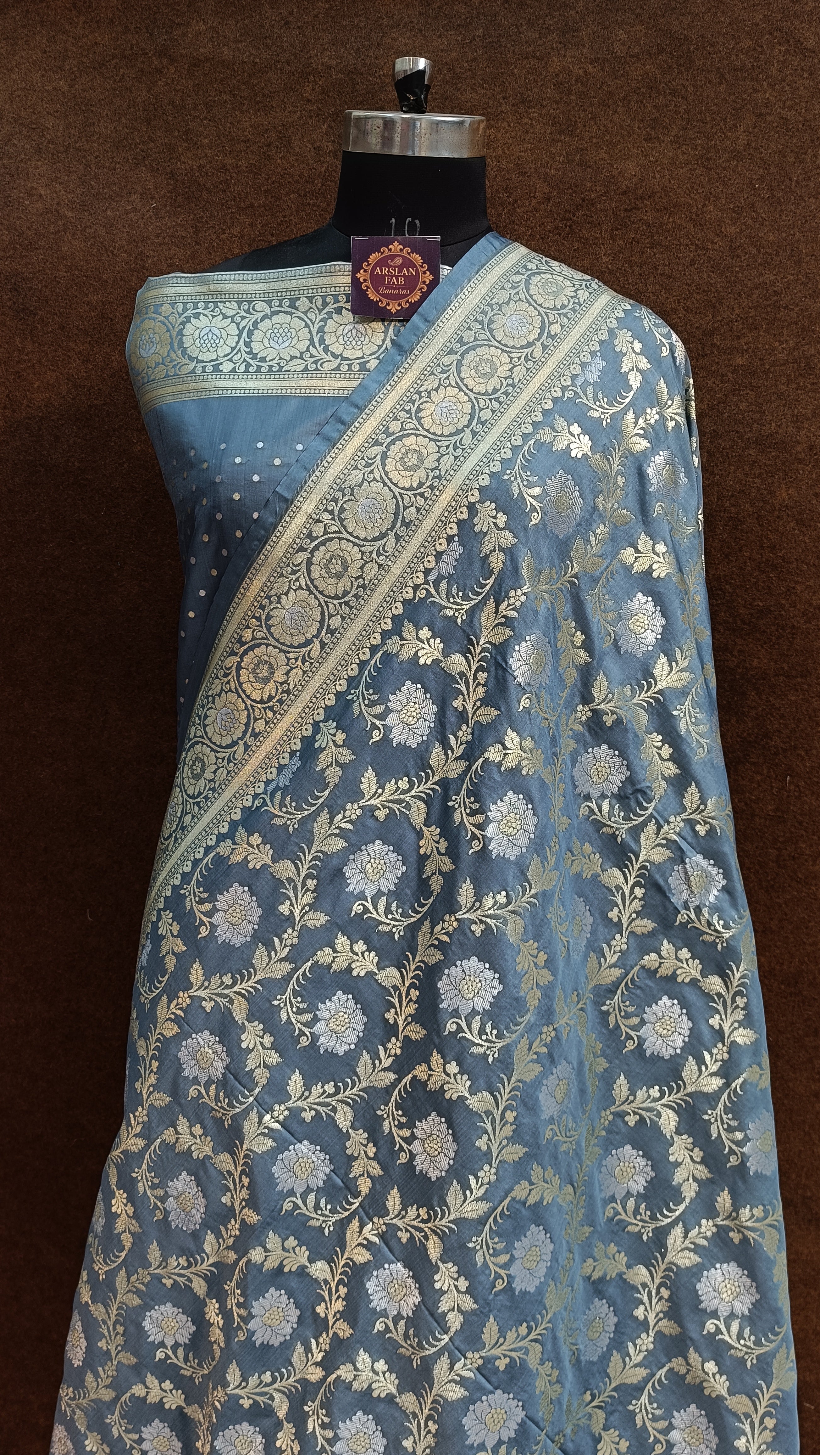 Banarasi Pawri Silk Grey Saree
