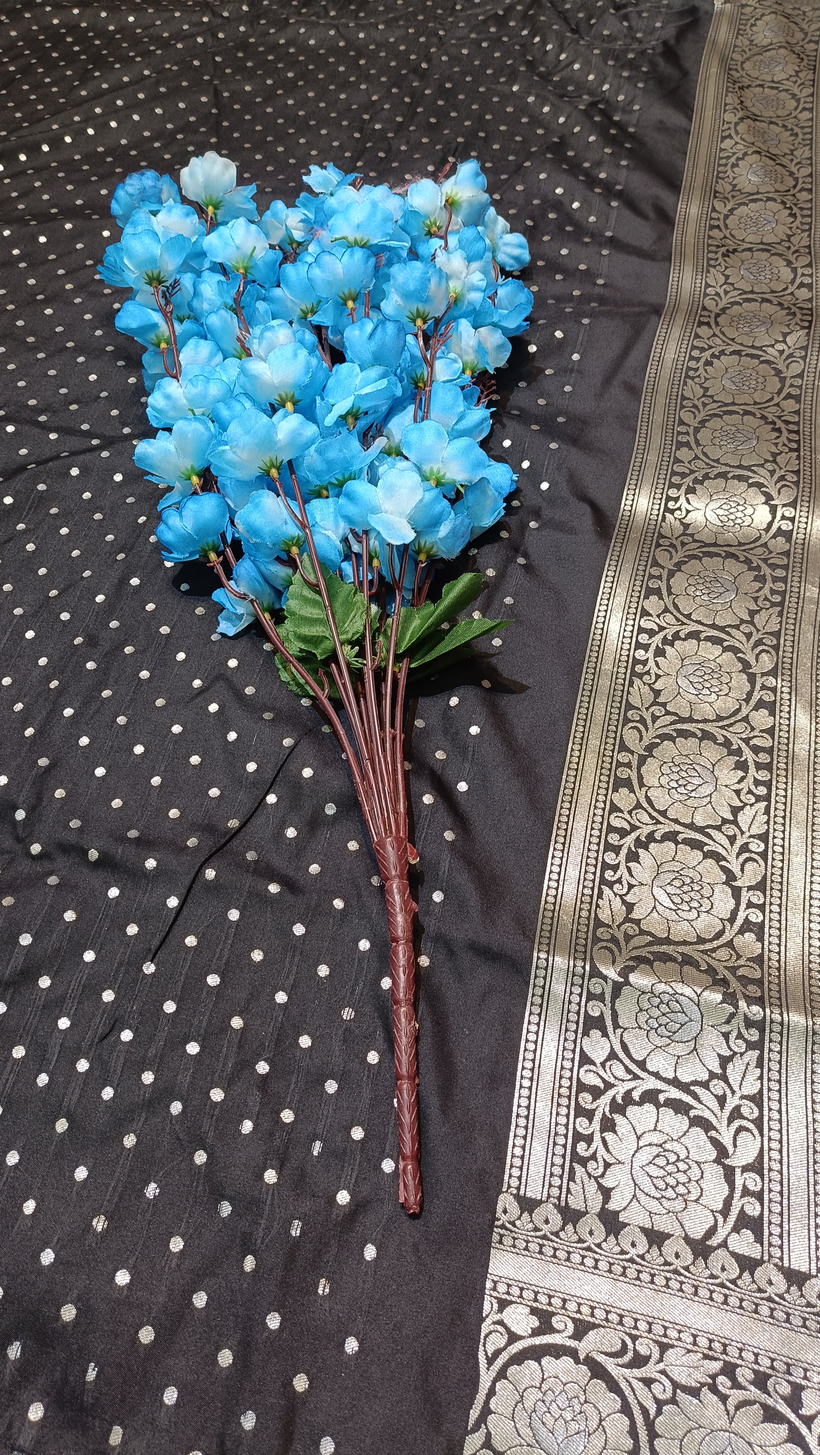 Banarasi Pawri Silk Silver Meena Black Saree