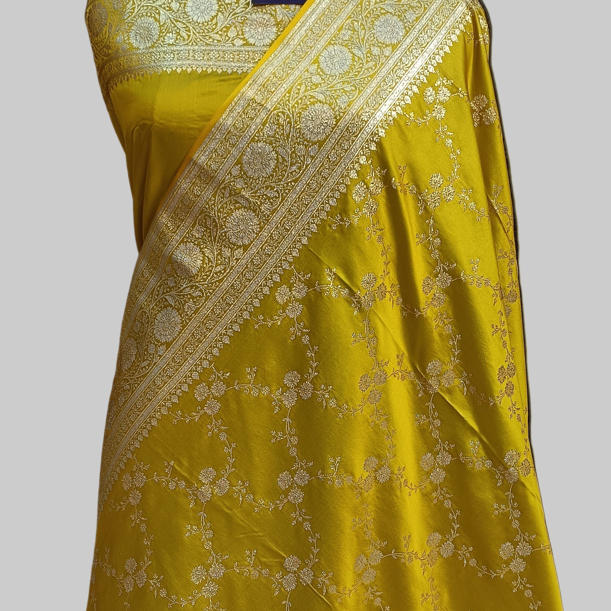 Pista Green Banarasi Satan Silk Saree