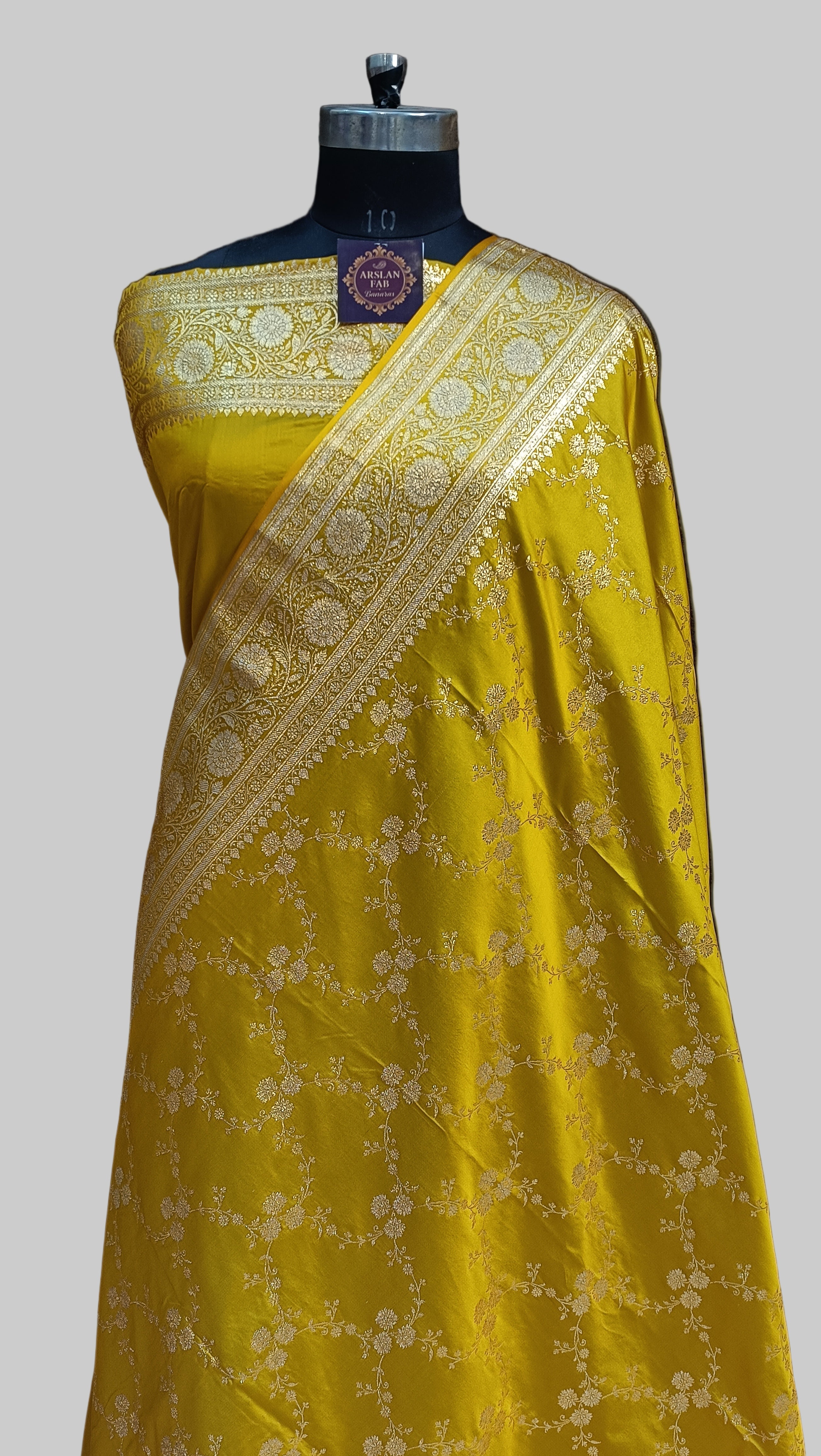 Pista Green Banarasi Satan Silk Saree