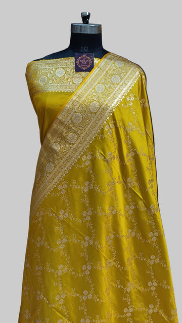 Pista Green Banarasi Satan Silk Saree