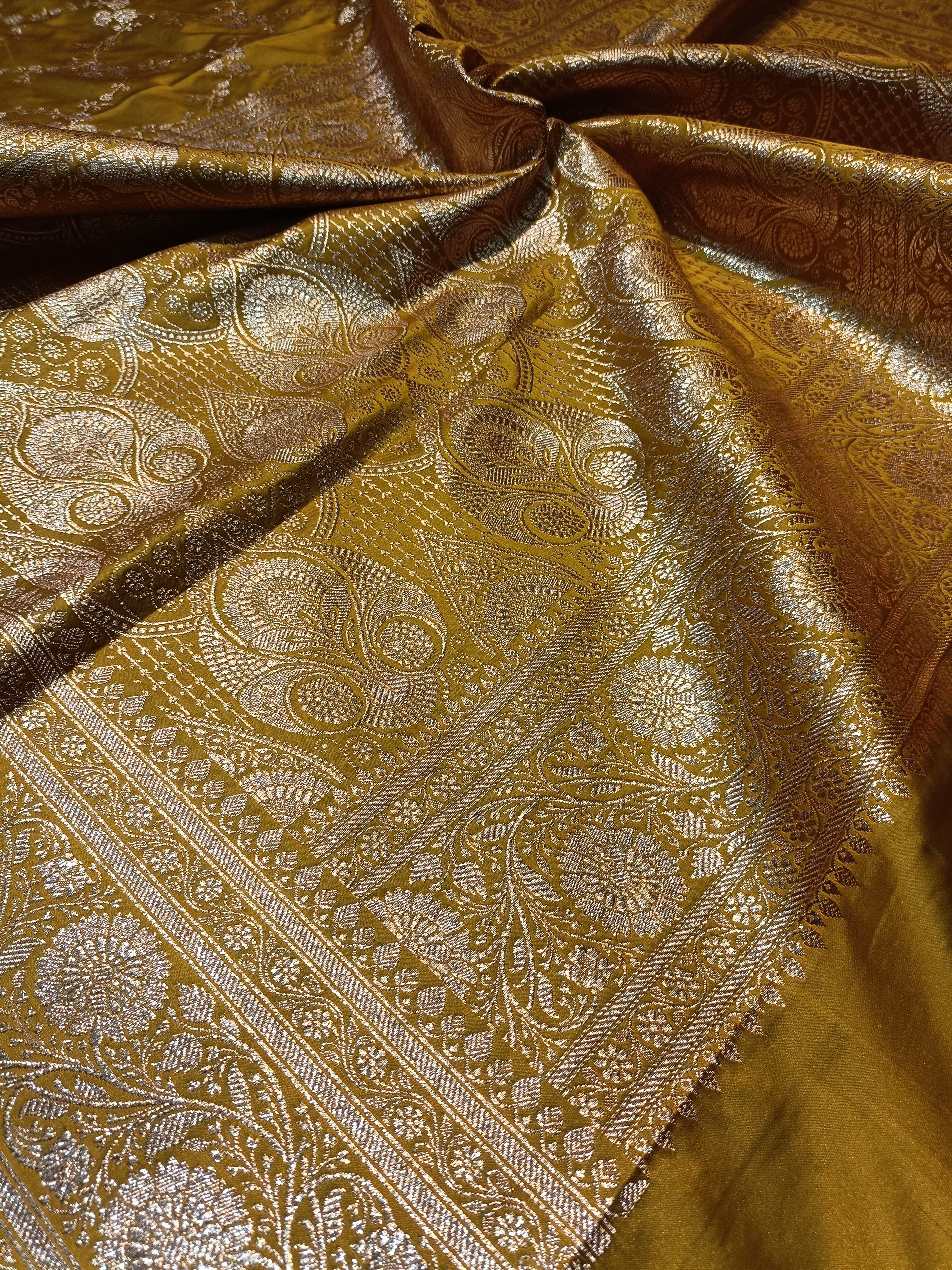 Pista Green Banarasi Satan Silk Saree