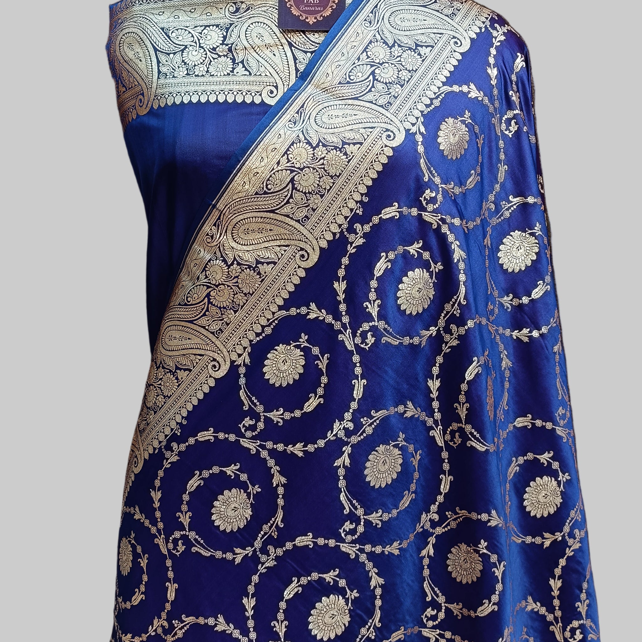 Banarsi Satan Silk Blue Saree