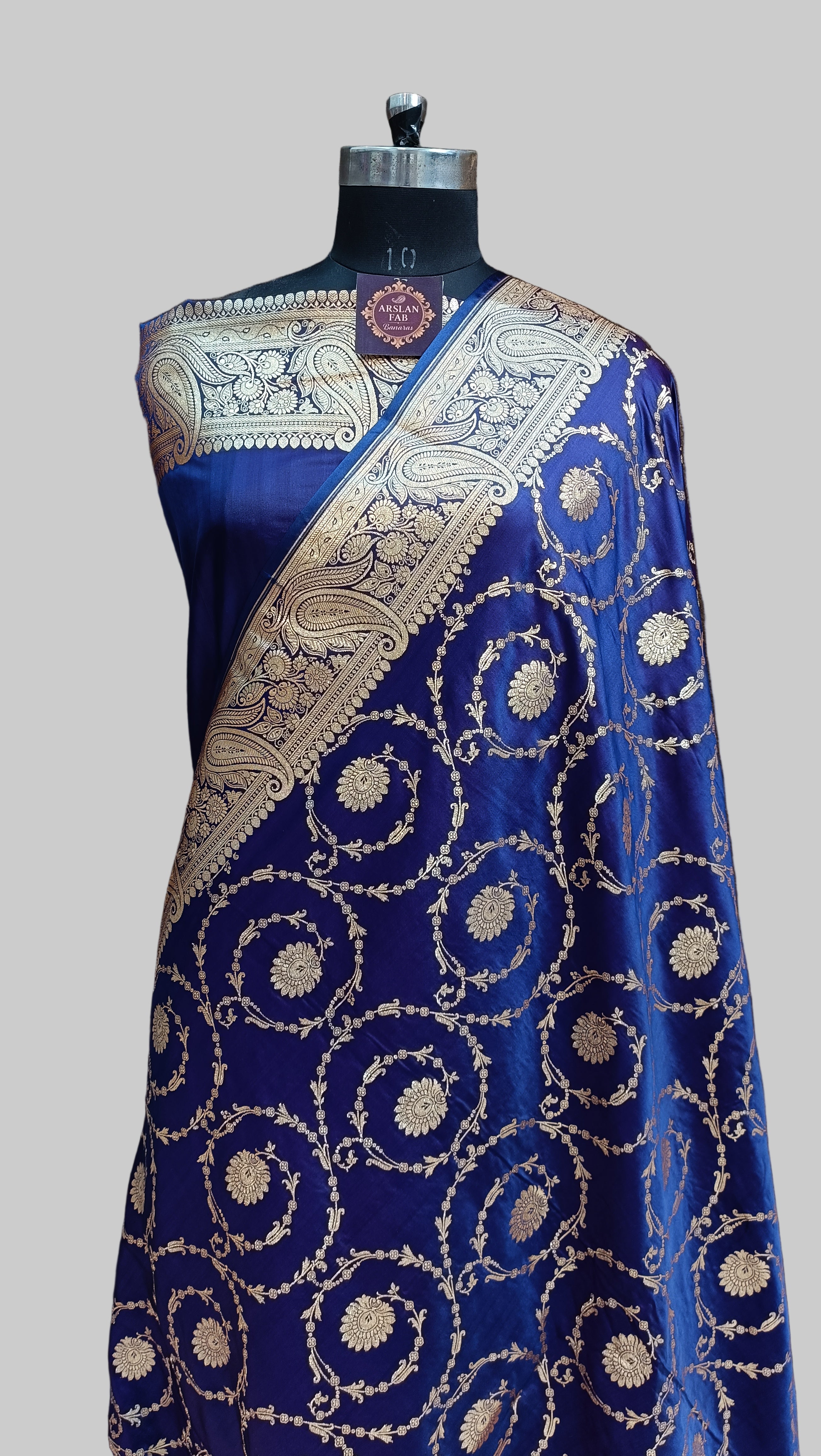 Banarsi Satan Silk Blue Saree