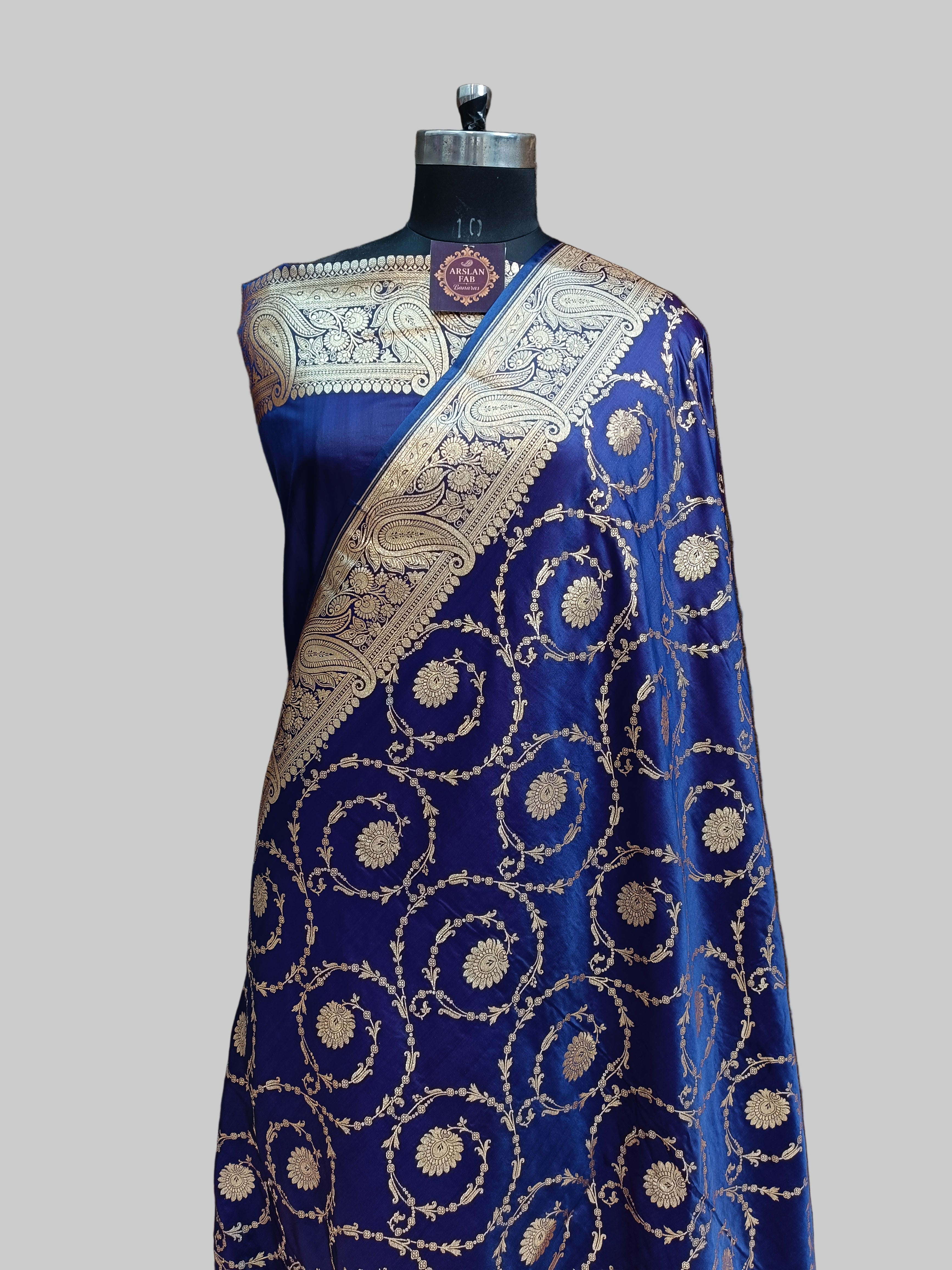 Banarsi Satan Silk Blue Saree