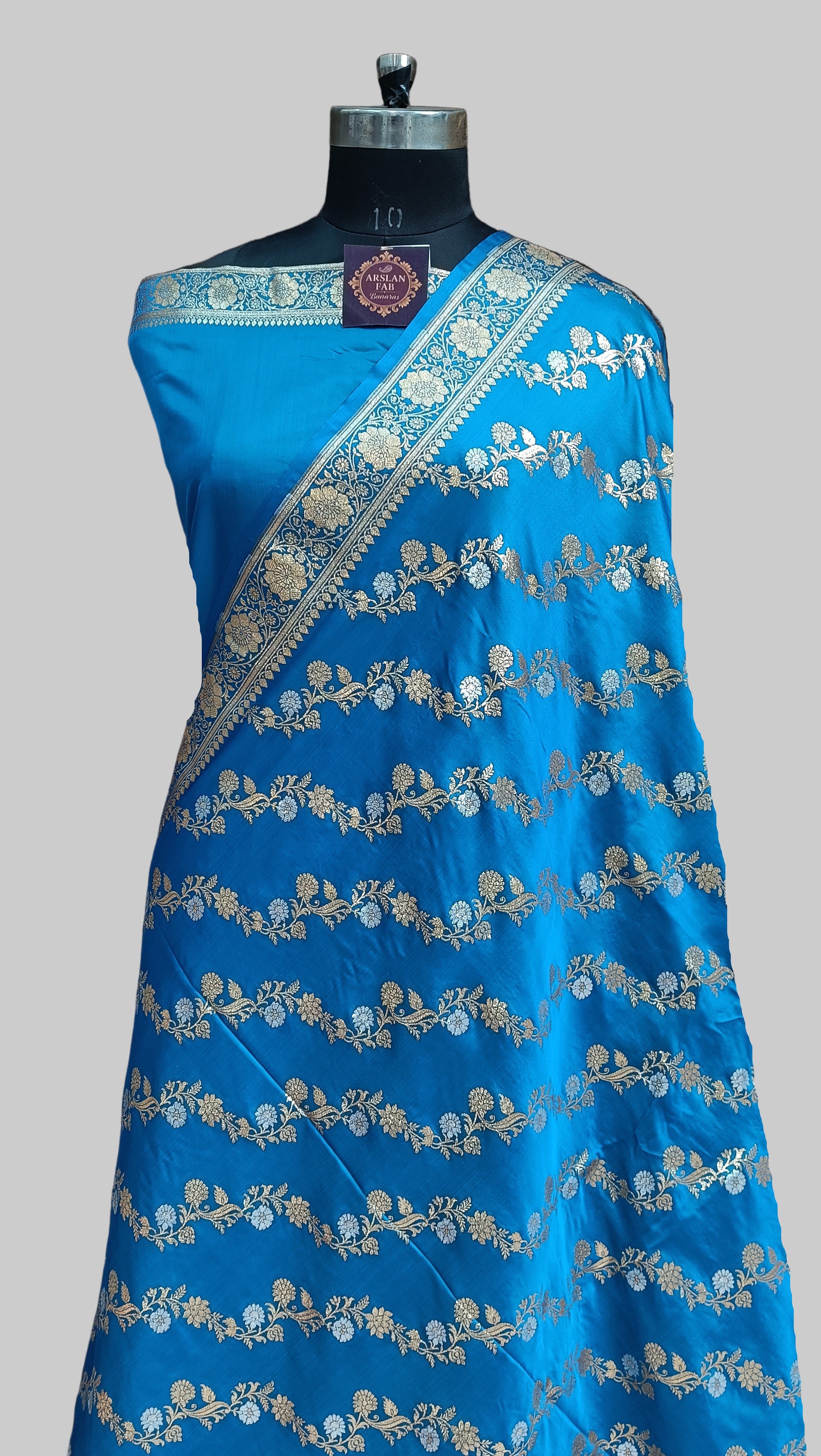 Banarasi Satan Silk Silver Meena Saree